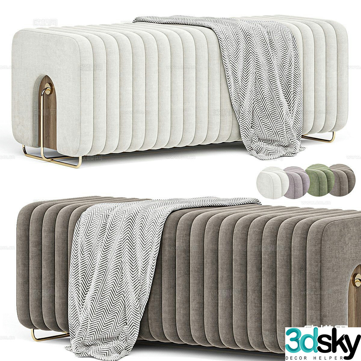 Sofa stool low stool shoe changing stool 3D model