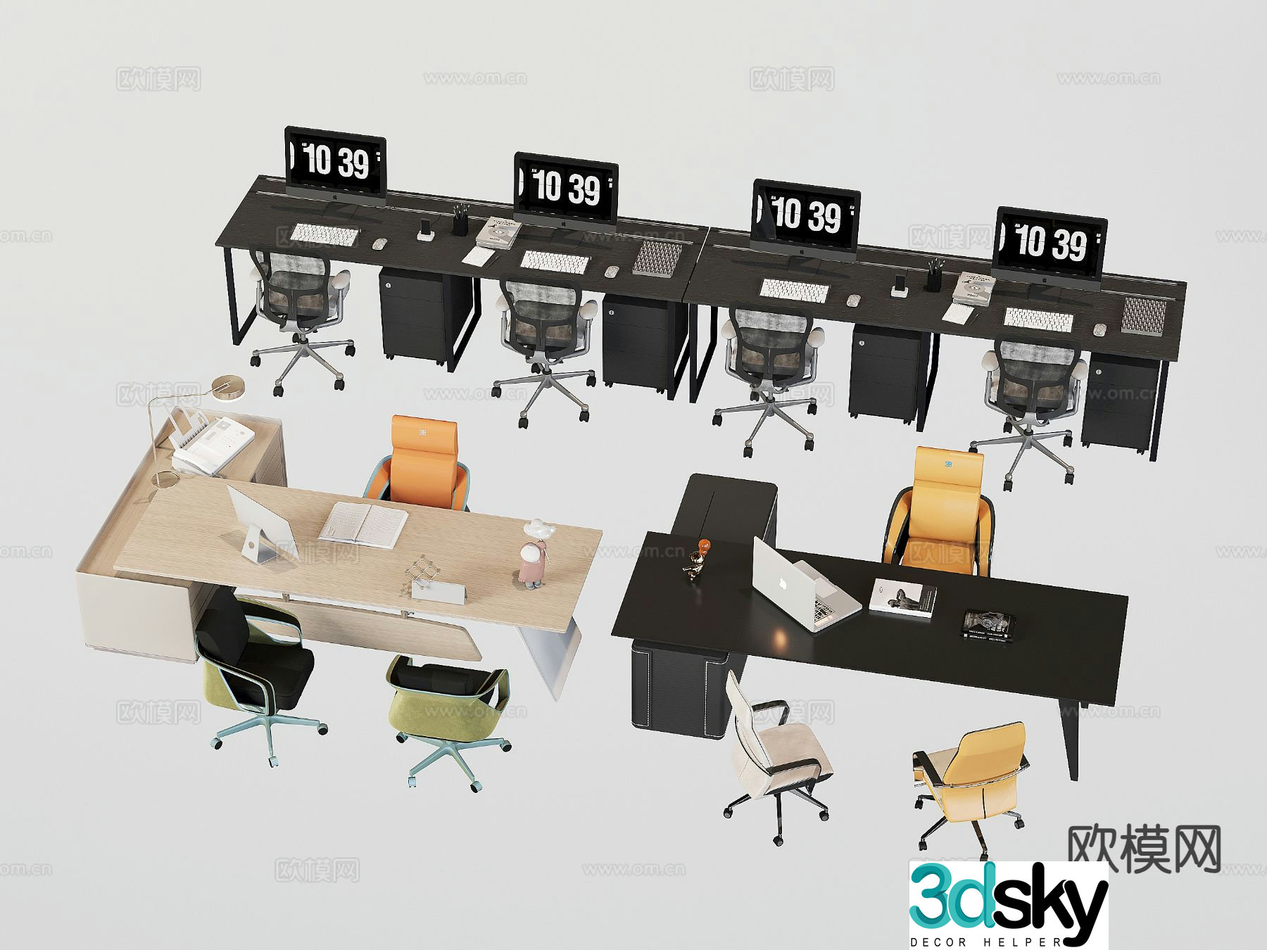 Card space desk work station post 3d model