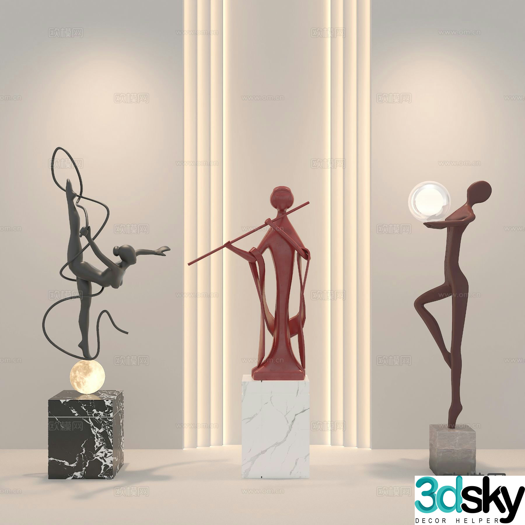 Modern interior art installation sculpture ornaments figure sculpture 3D model