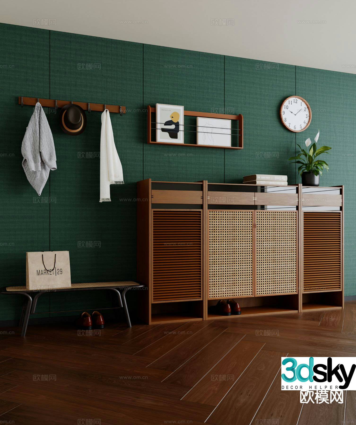 Medieval style shoe cabinet 3D model