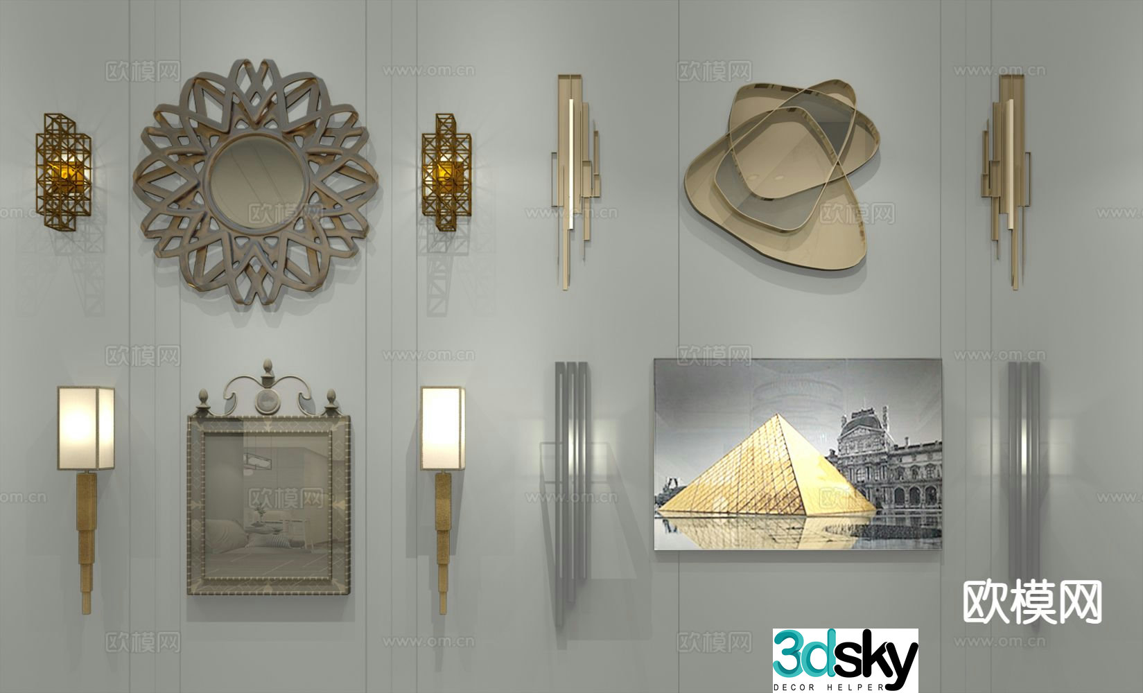 Simple European personalized wall lamp 3D model