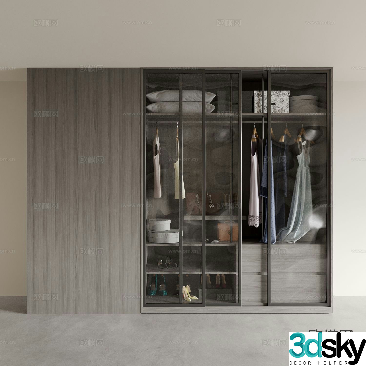 modern wardrobe wardrobe 3d model