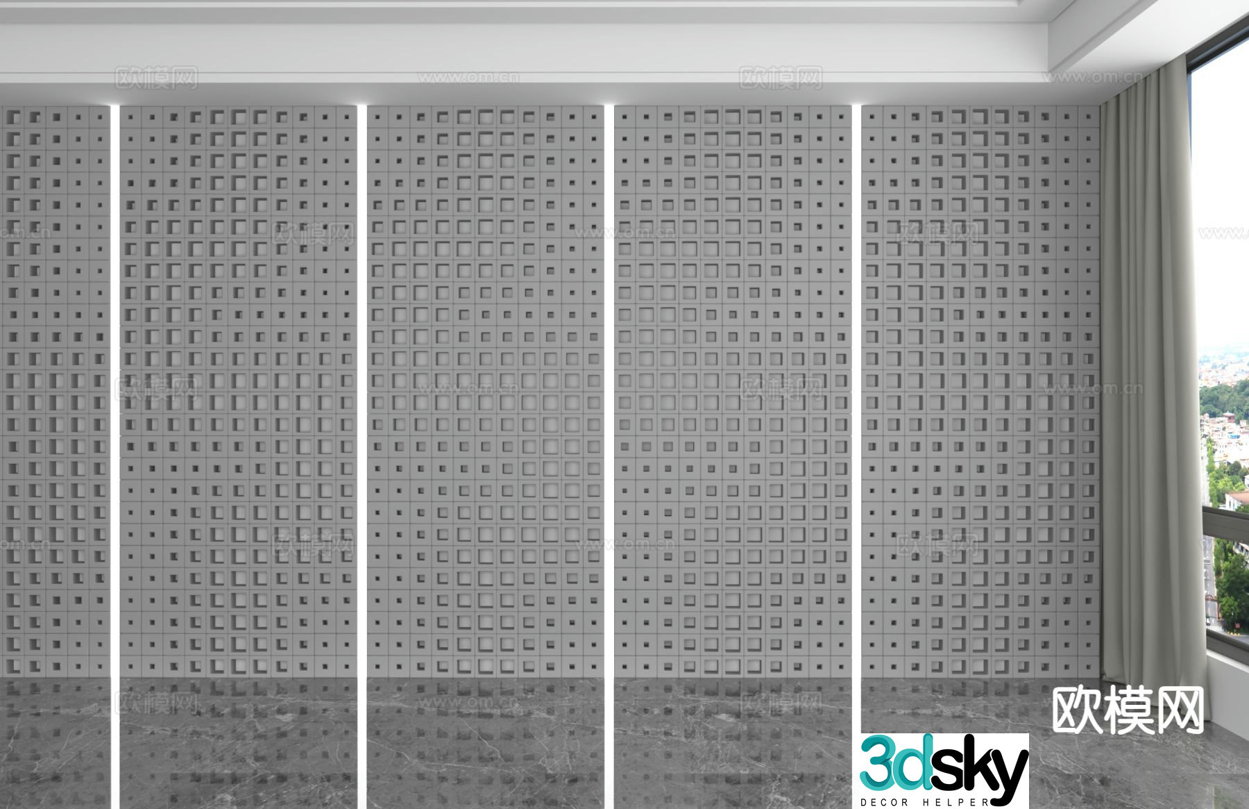 Modern background wall hollow board 3d model