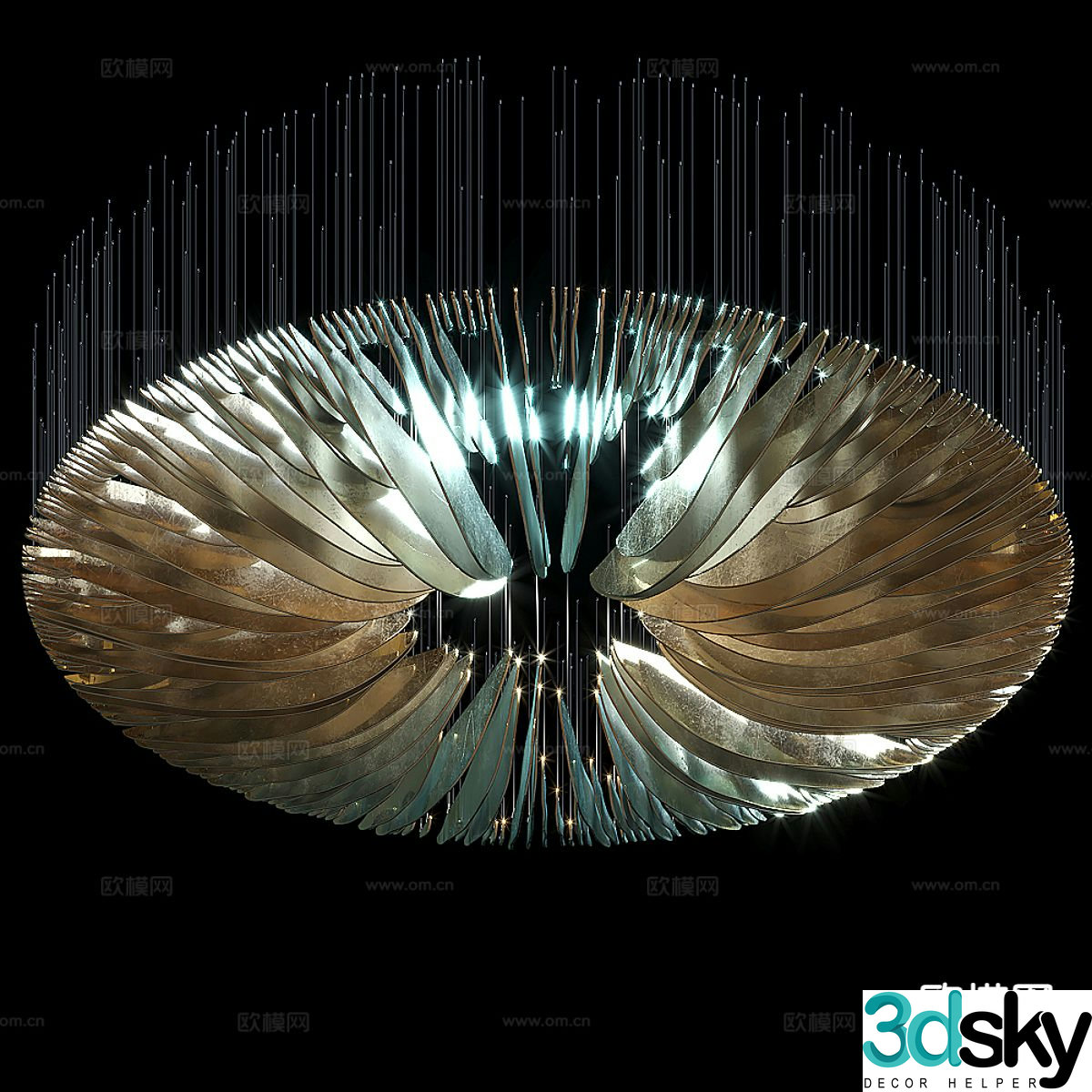 Light luxury crystal chandelier 3d model