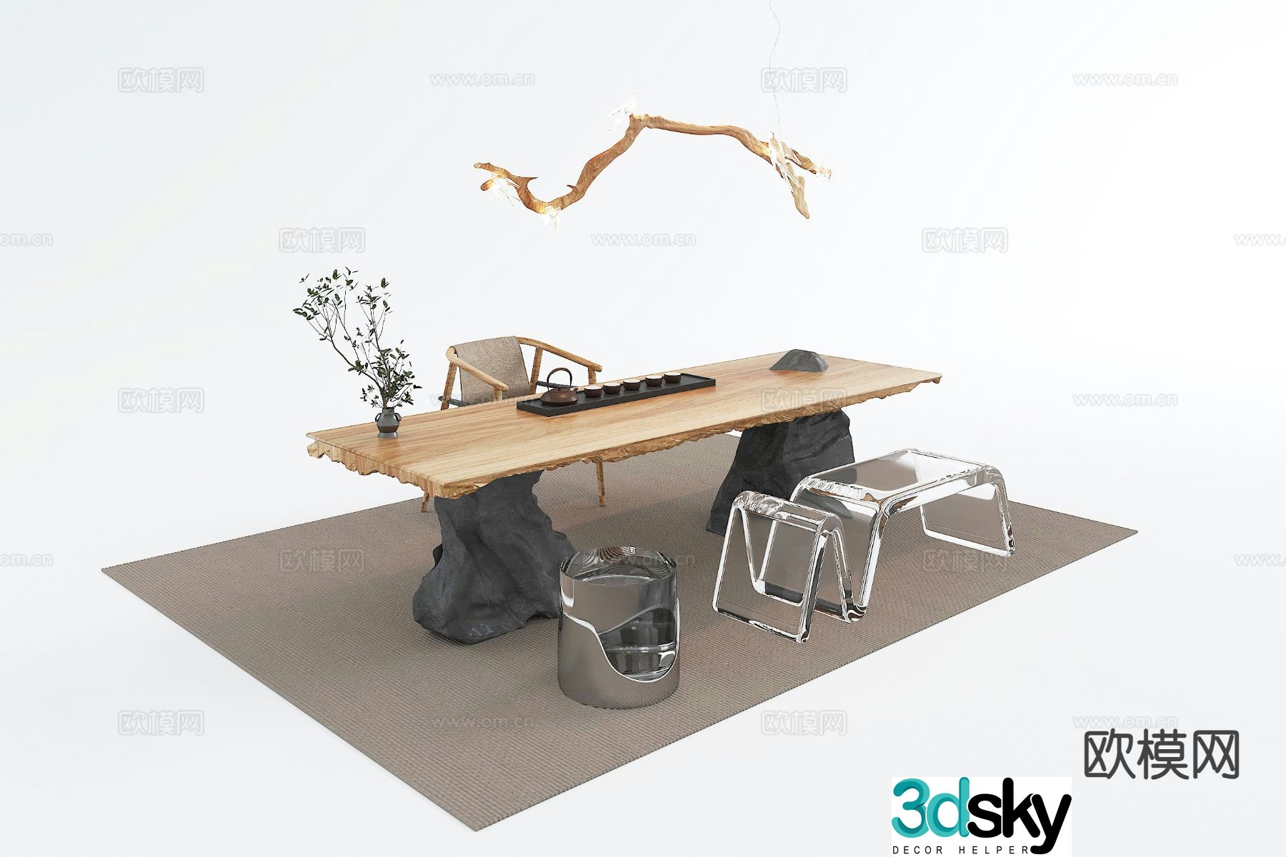 Chinese tea table tea table 3d model