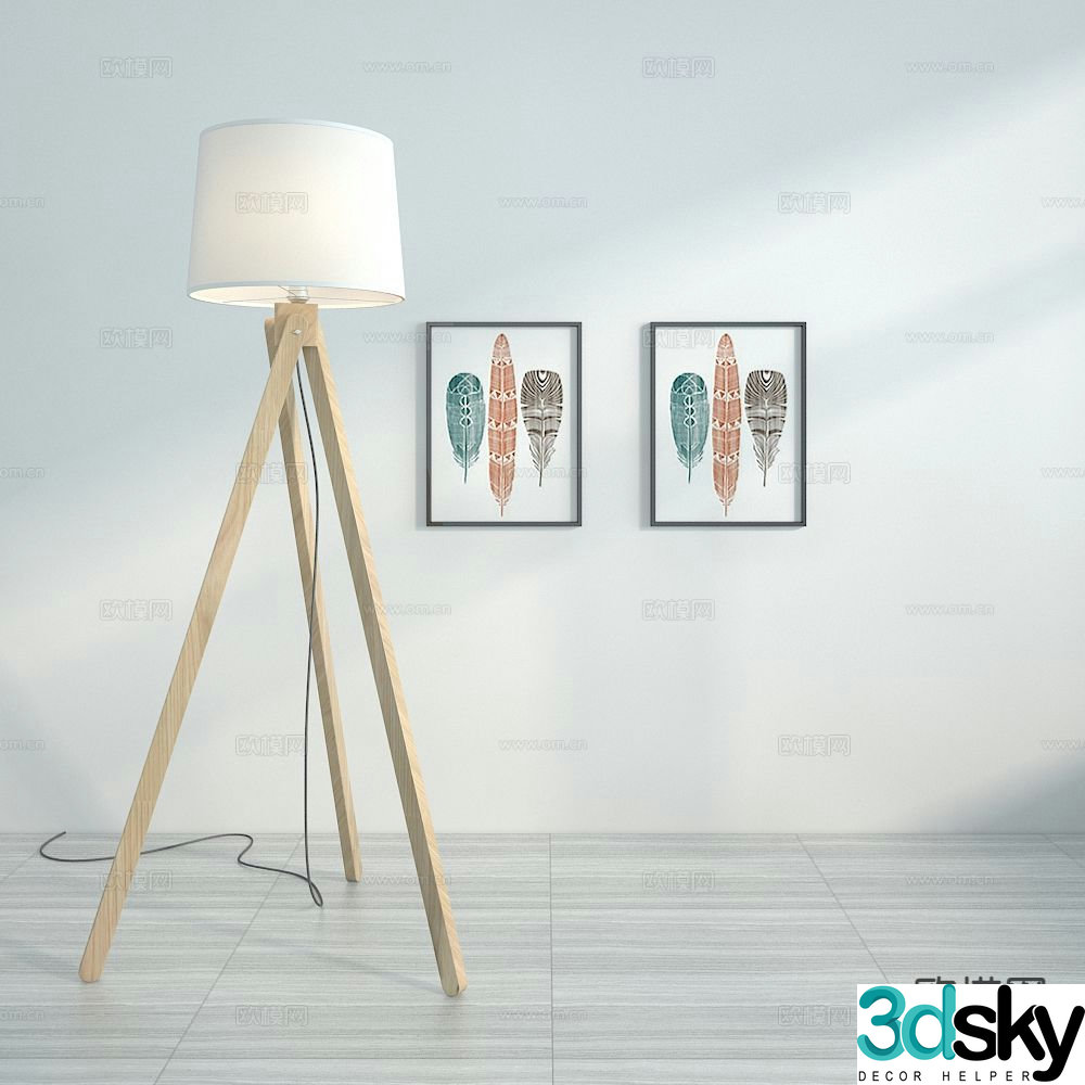 Nordic floor lamp 3d model