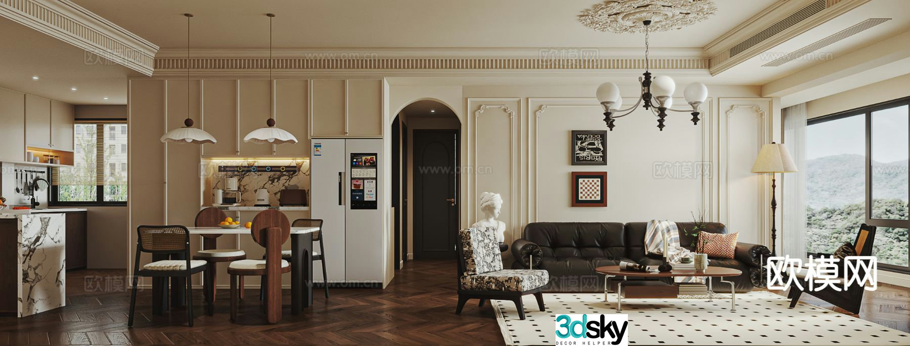 French retro restaurant 3D model
