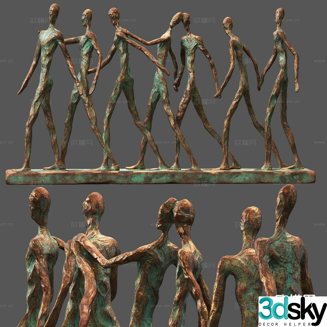 Modern abstract figure sculpture 3d model