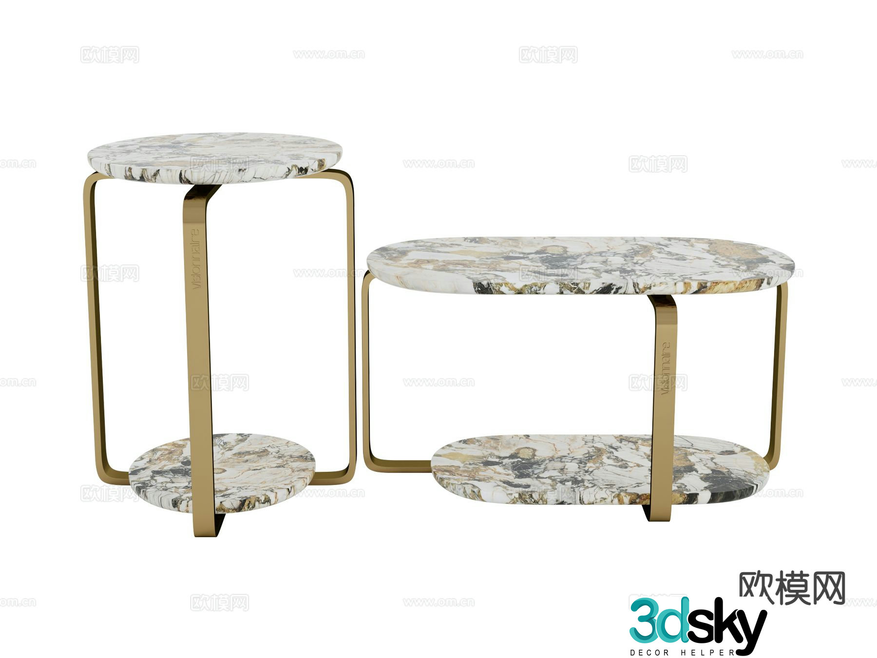 visionnaire light luxury mother-in-law coffee table side table 3d model