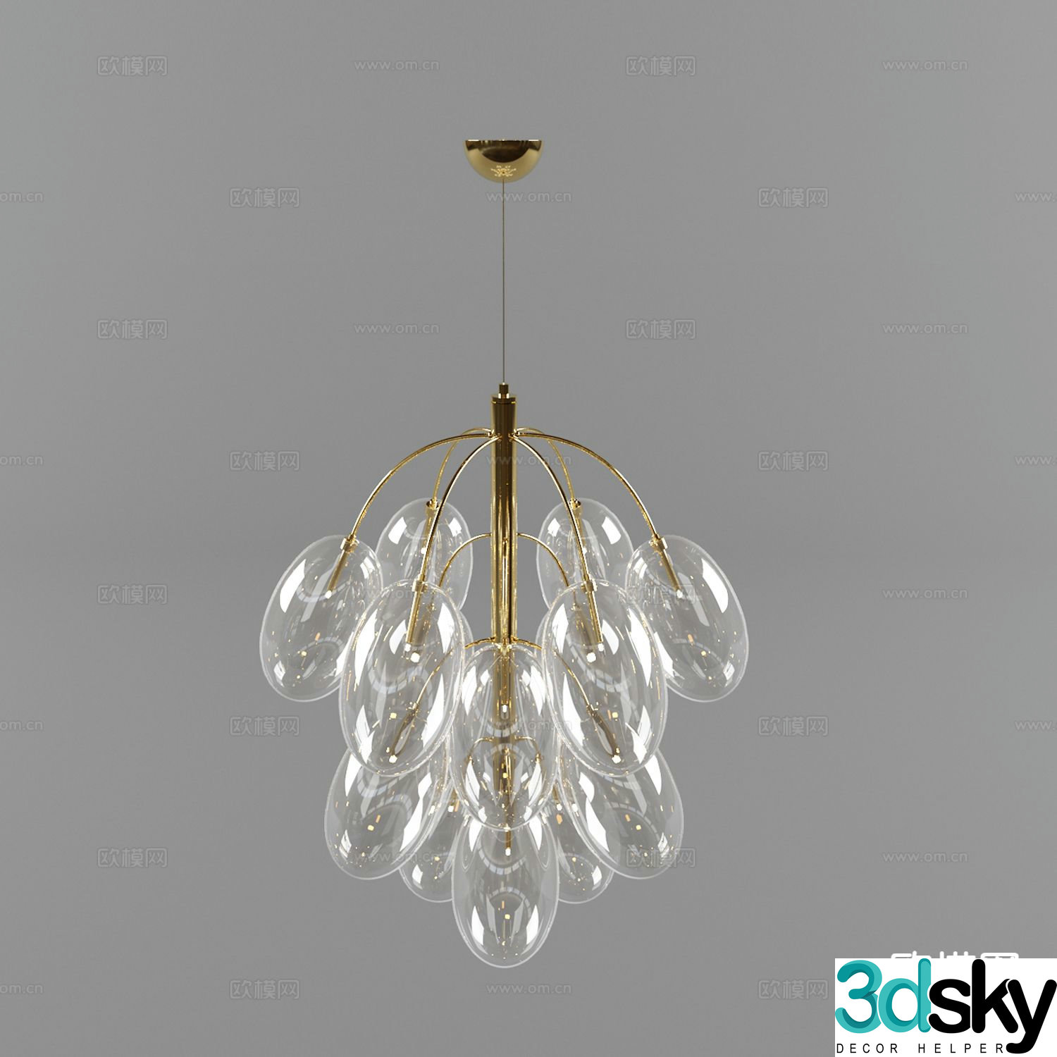 Light luxury chandelier restaurant chandelier 3d model