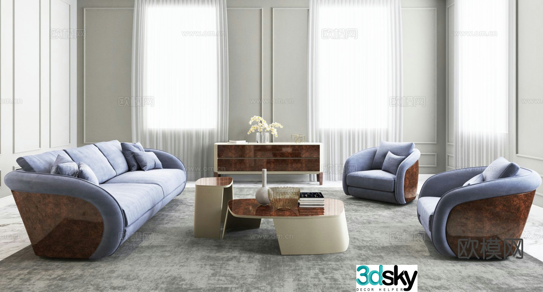 Bentley Italian sectional sofa 3d model