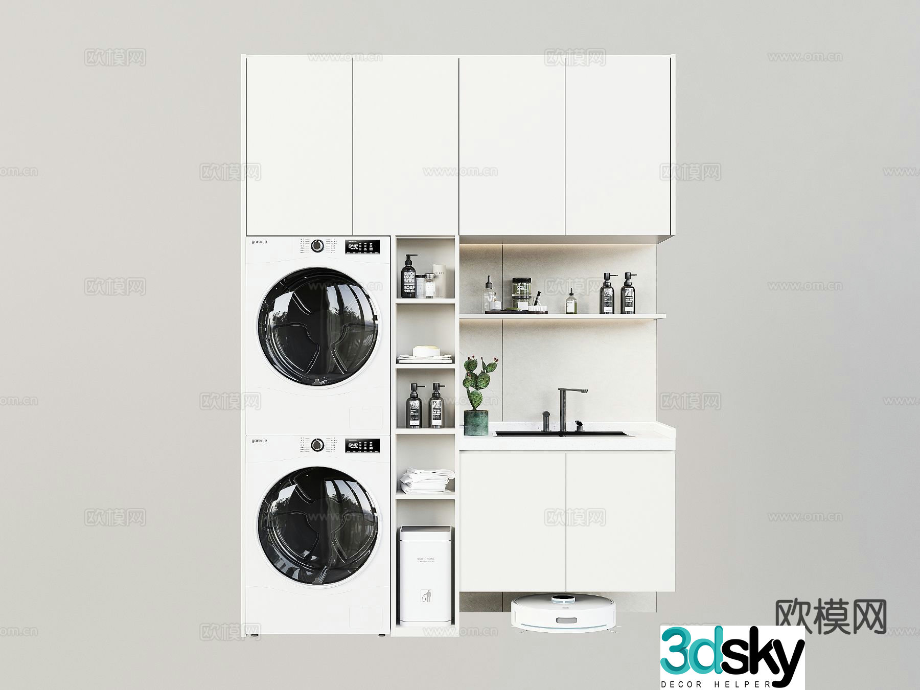 Modern balcony cabinet laundry cabinet 3d model