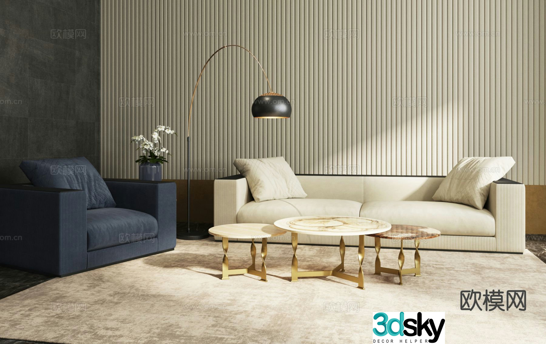 Rugiano Italian sectional sofa 3d model