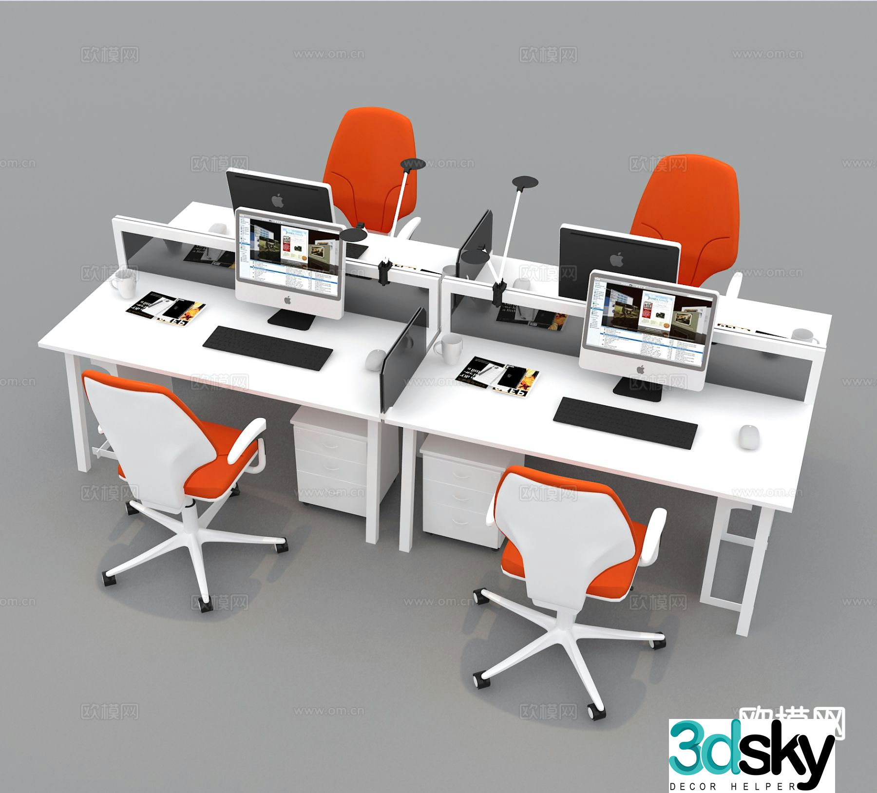 Modern office desk and chair 3d model
