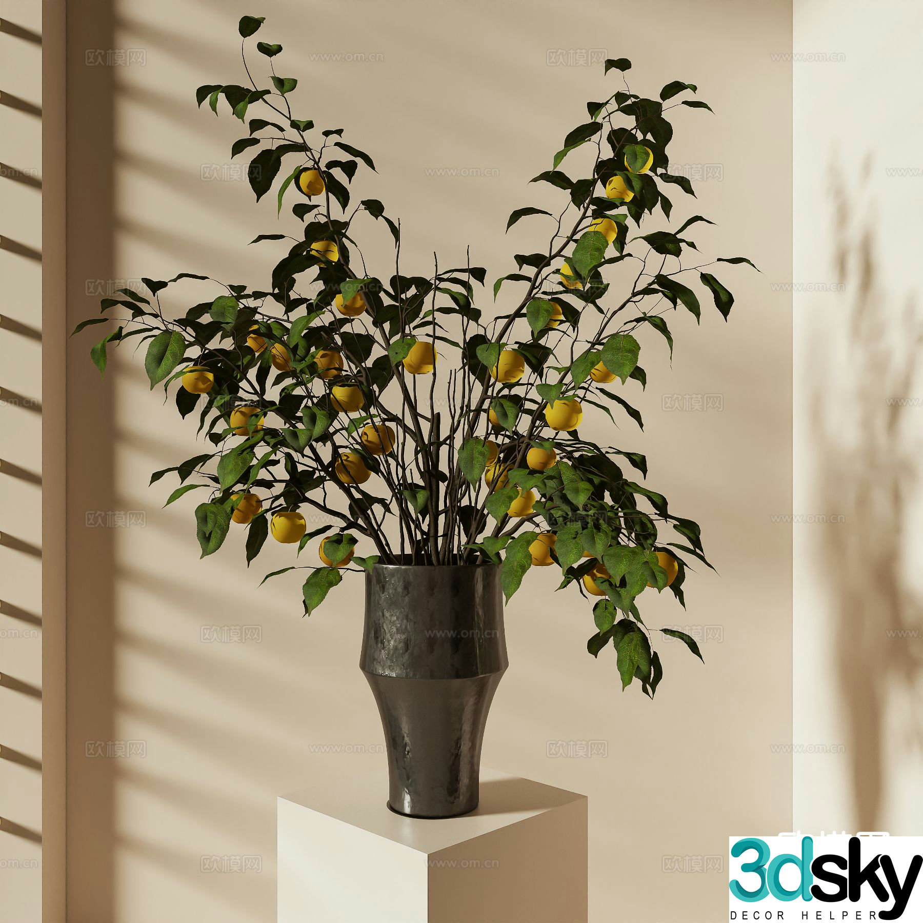 wabi-sabi vase floral arrangement flower arrangement 3d model