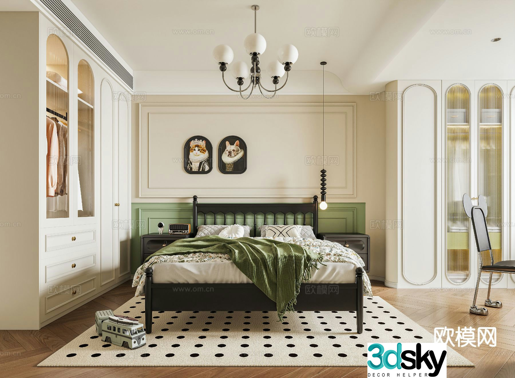 French style bedroom second bedroom teen room 3d model