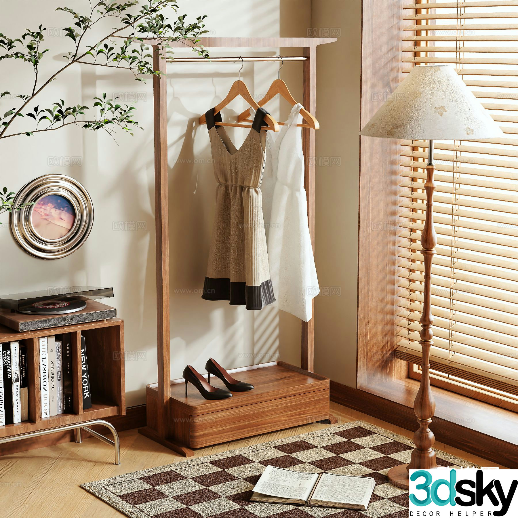 Clothes rack coat rack floor-standing clothes rack 3D model
