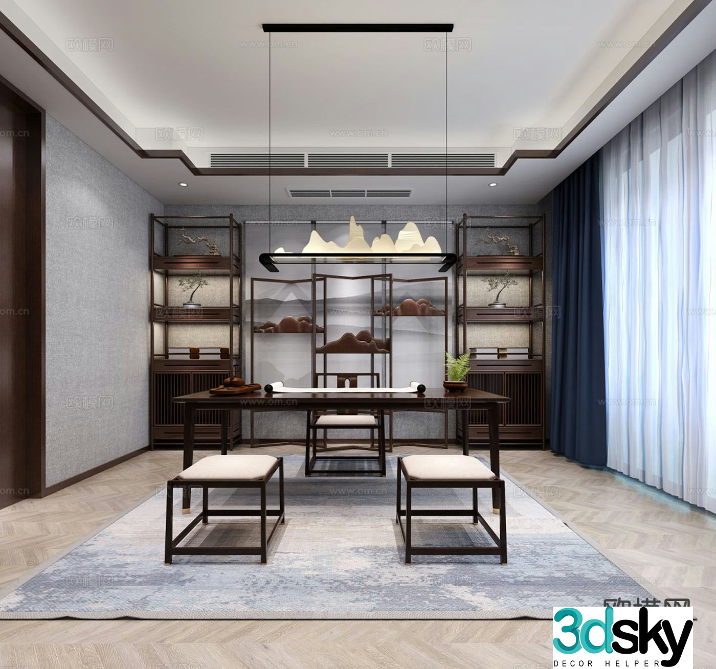 Chinese study room 3d model