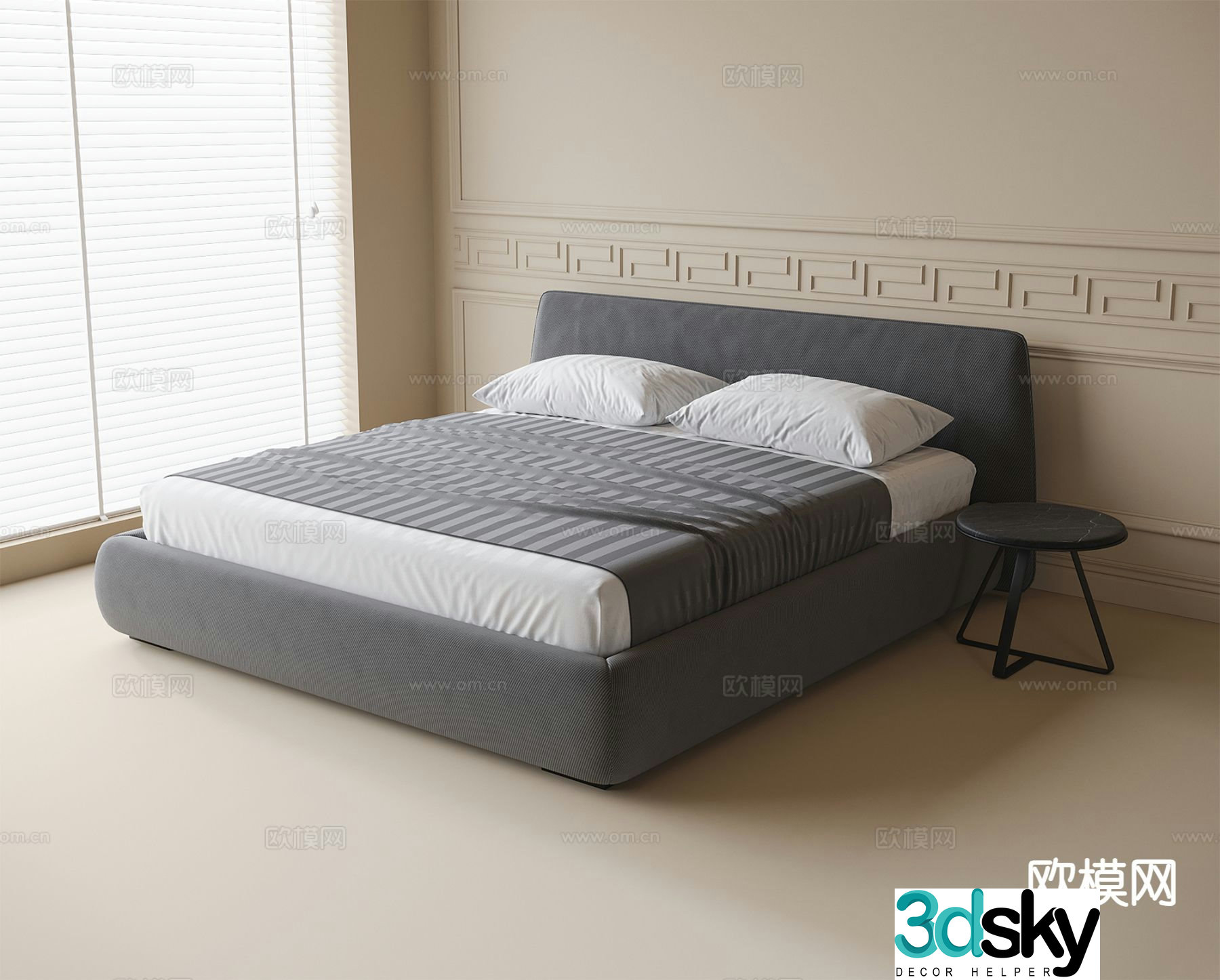 Modern double bed 3d model