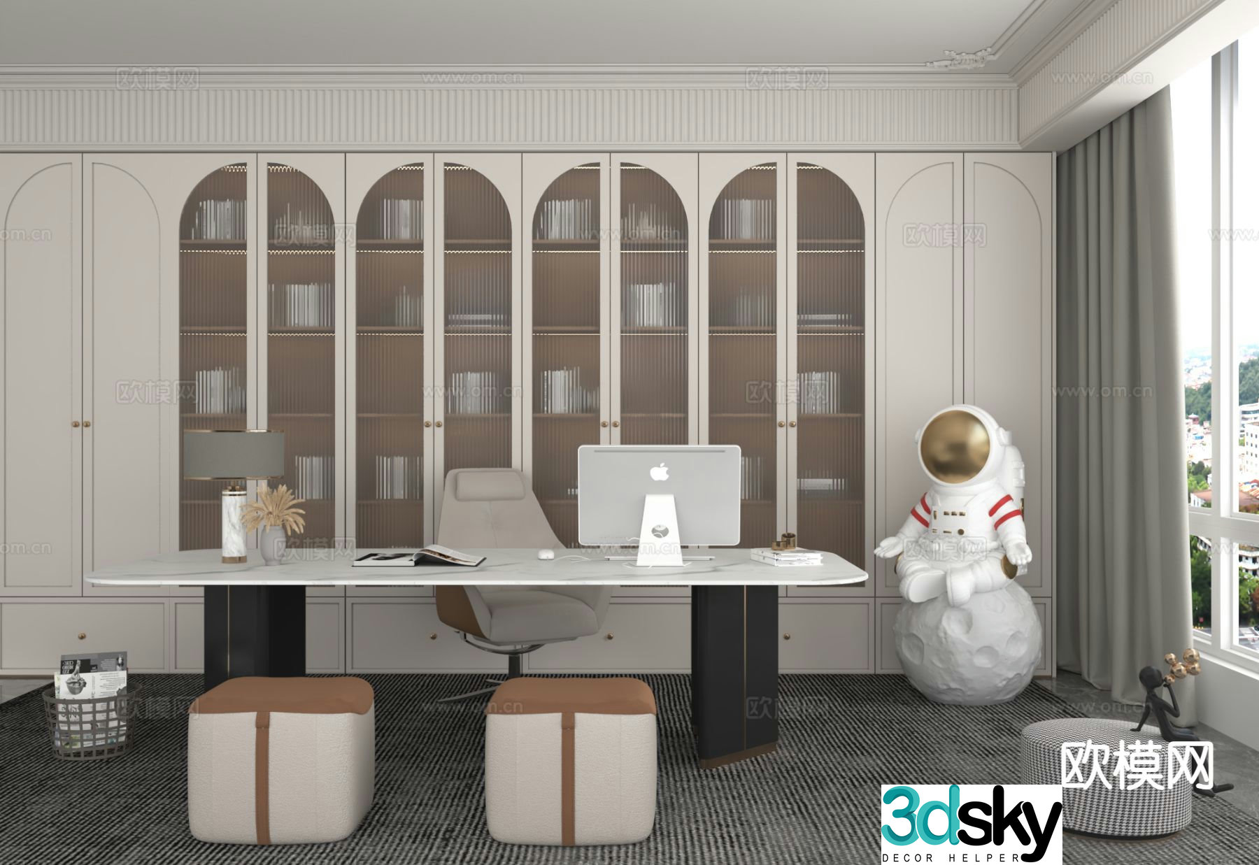 Modern study room 3d model