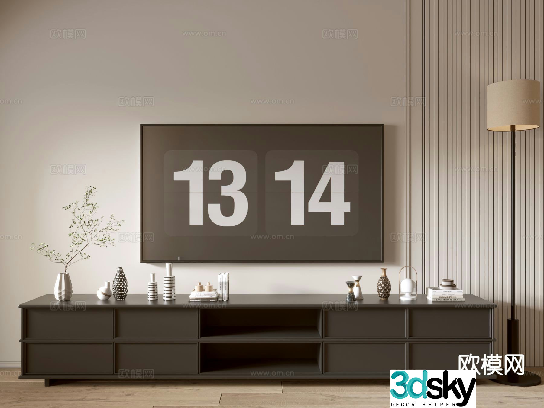 Black TV cabinet 3d model