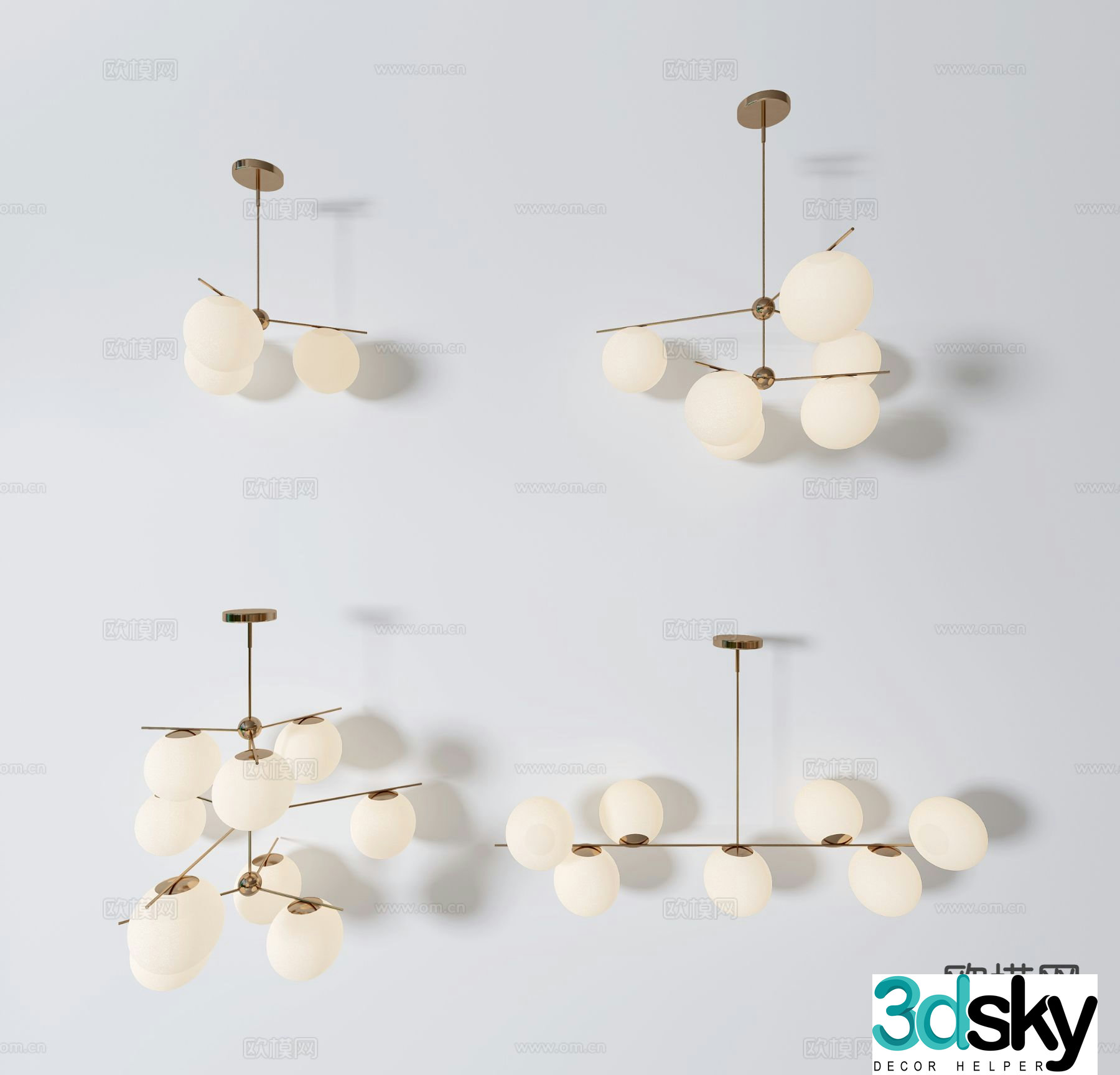 Cream style chandelier hall chandelier 3d model
