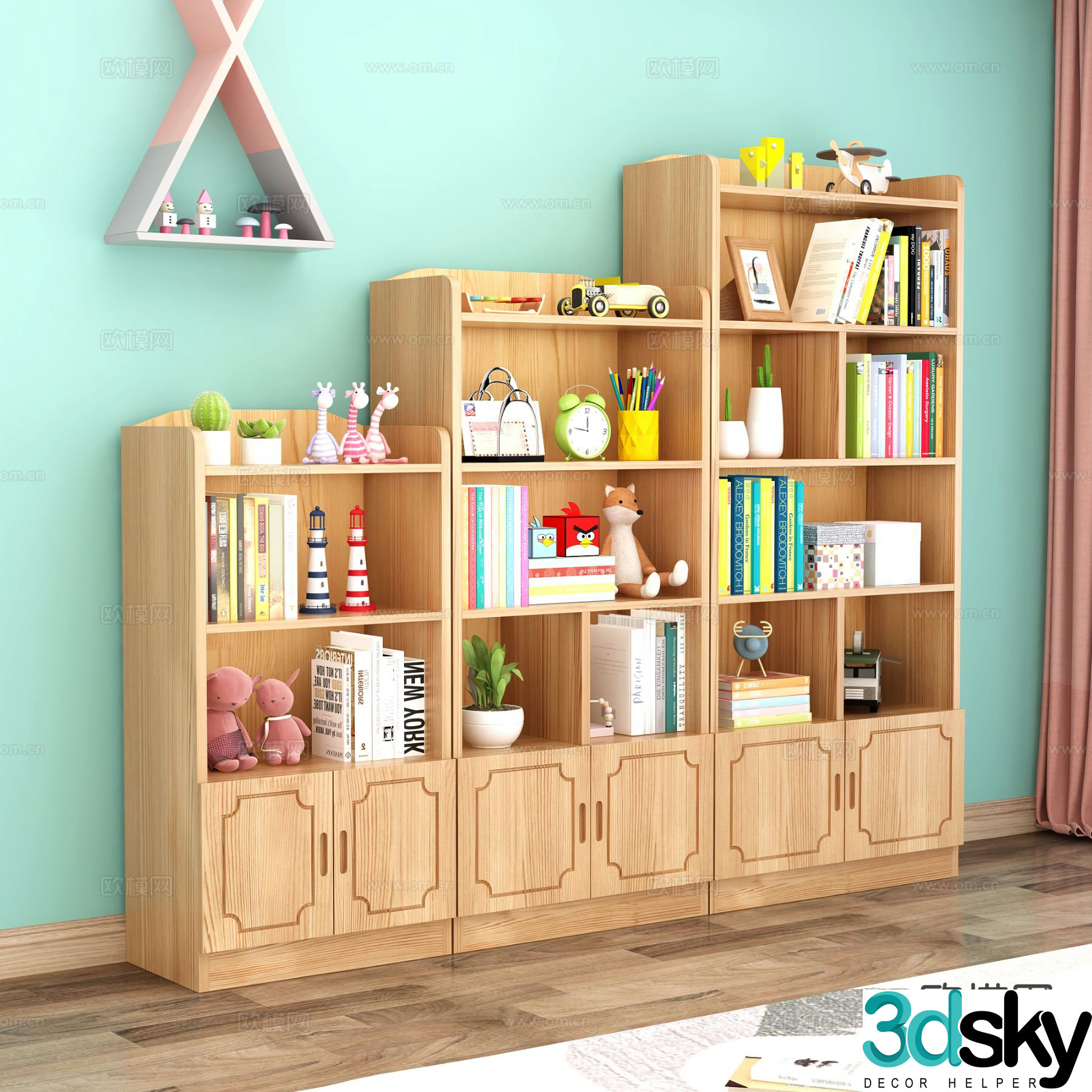 Nordic children’s cabinet children’s bookcase 3d model