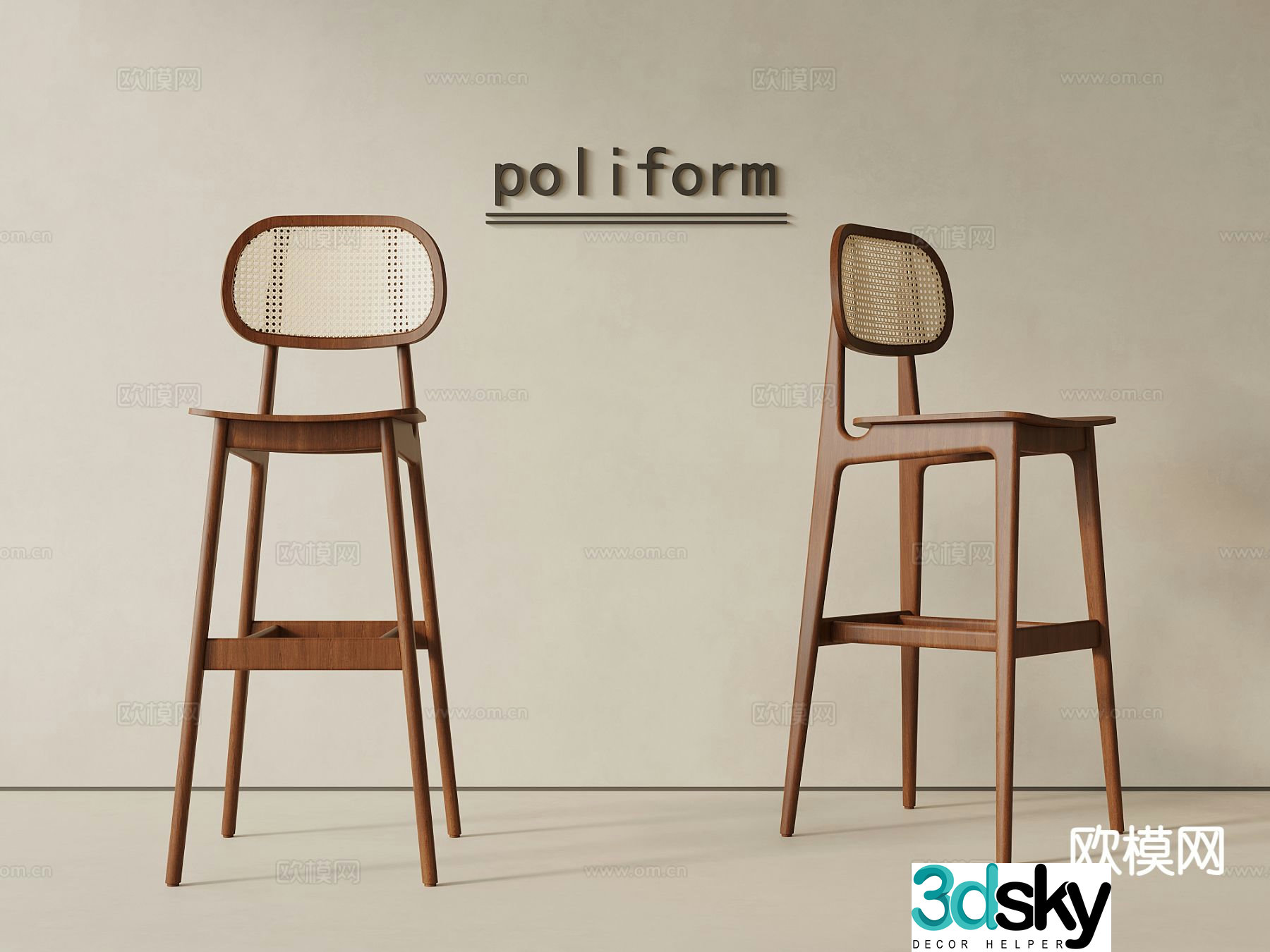 Medieval style bar stool 3d model