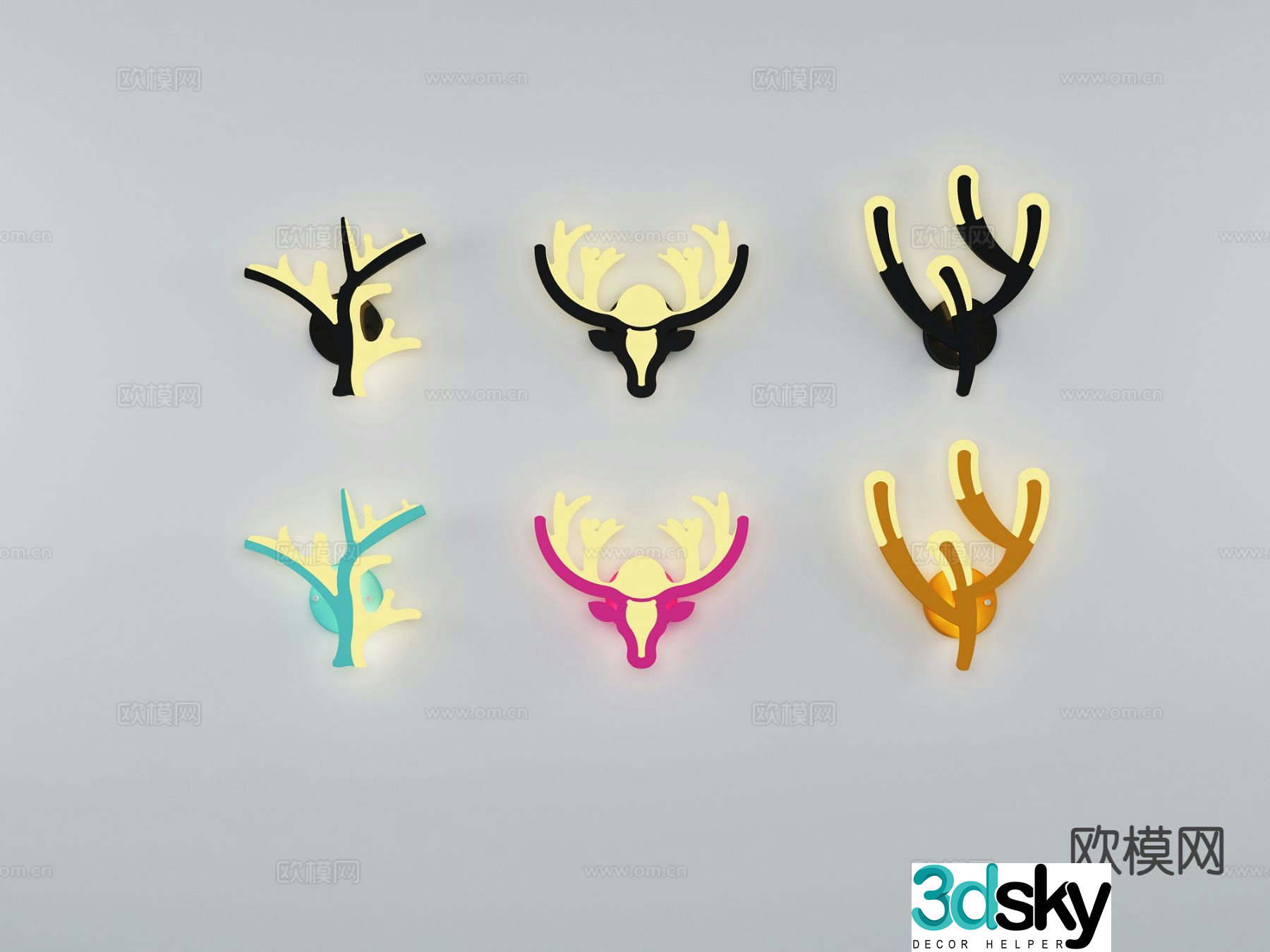 Nordic internet celebrity wall lamp animal wall lamp antler wall lamp 3D model