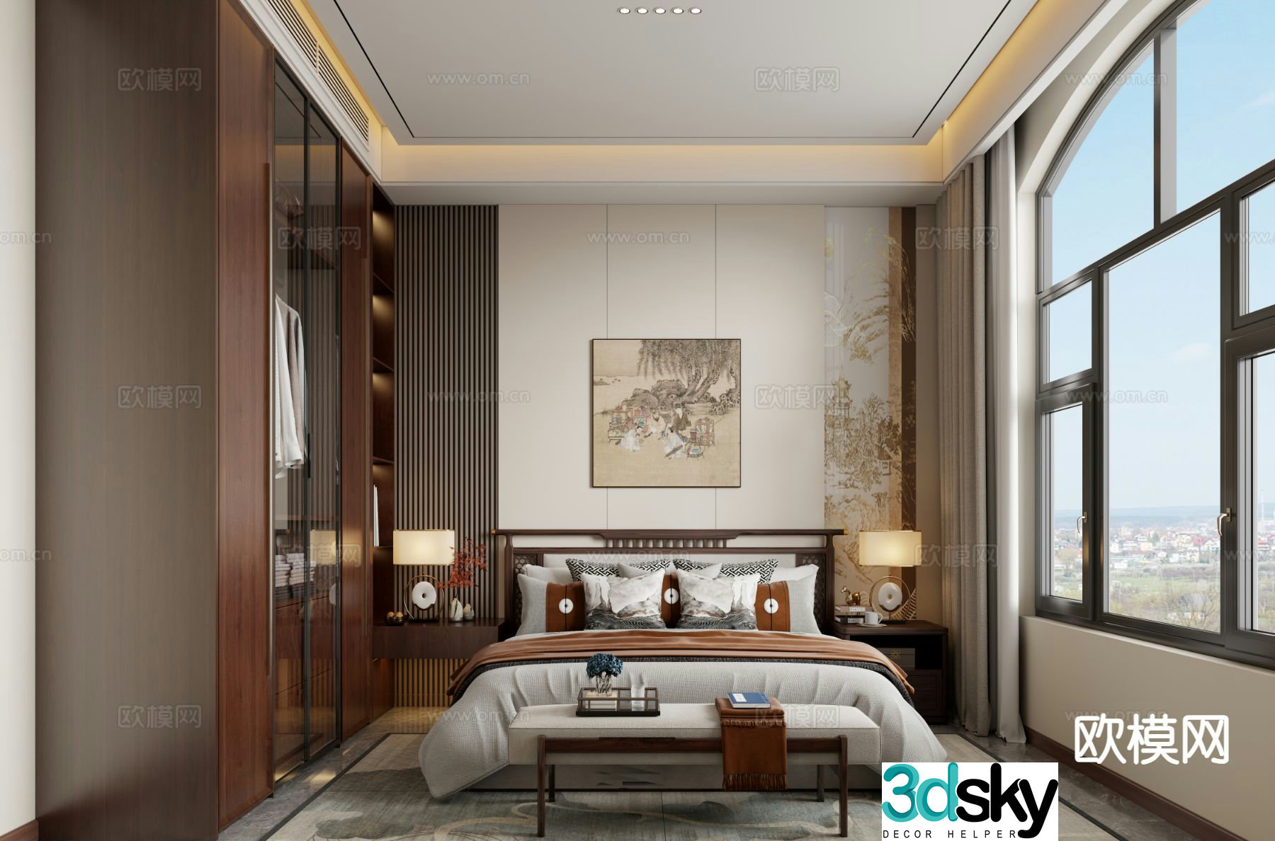 New Chinese style bedroom master bedroom 3d model