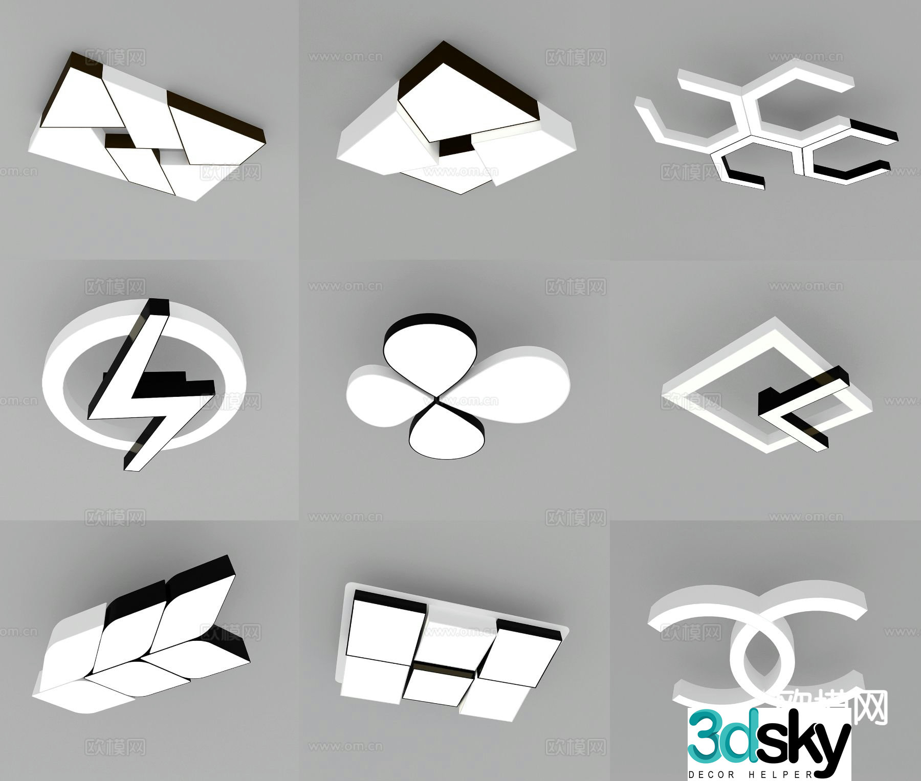 Modern geometric ceiling lamp 3d model