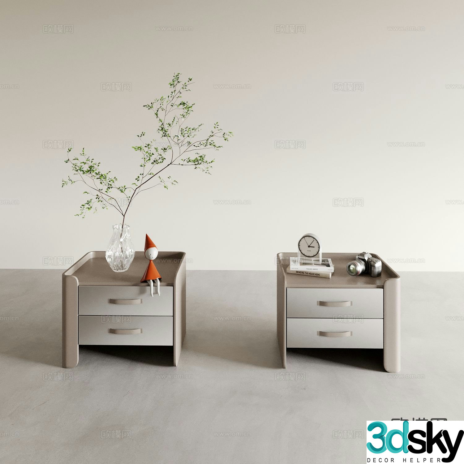 Bedside table standing cabinet cabinet low cabinet 3d model
