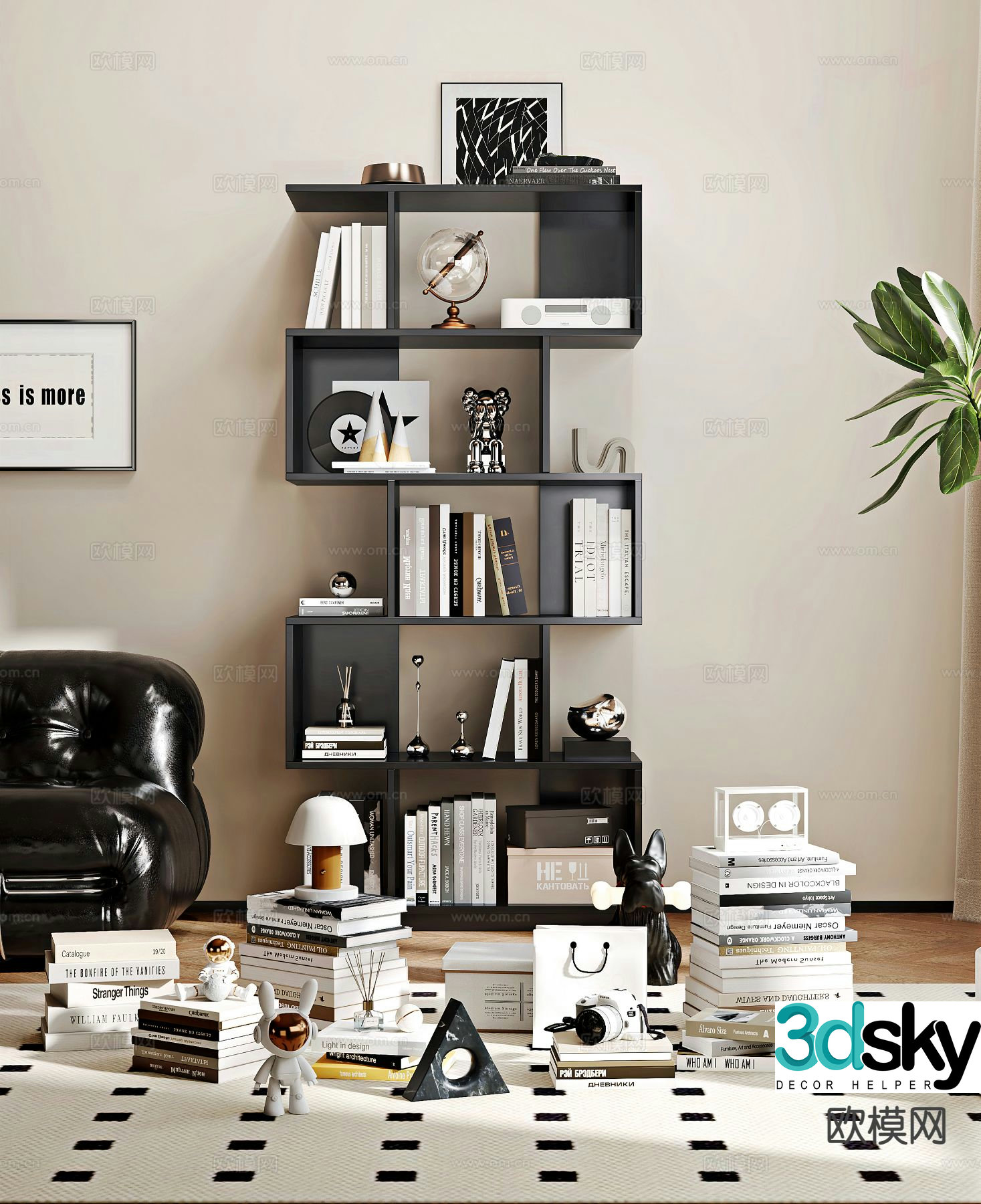 Modern open bookcase shelf 3d model