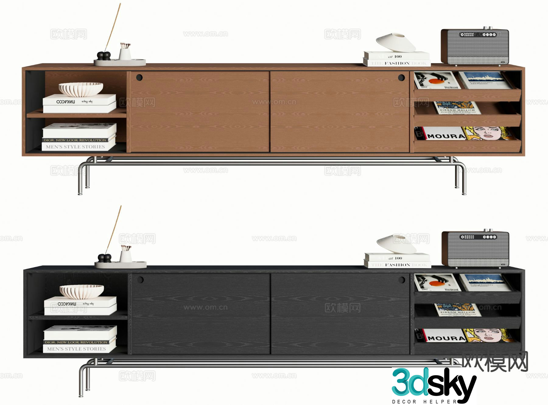 Medieval style TV cabinet base cabinet 3D model