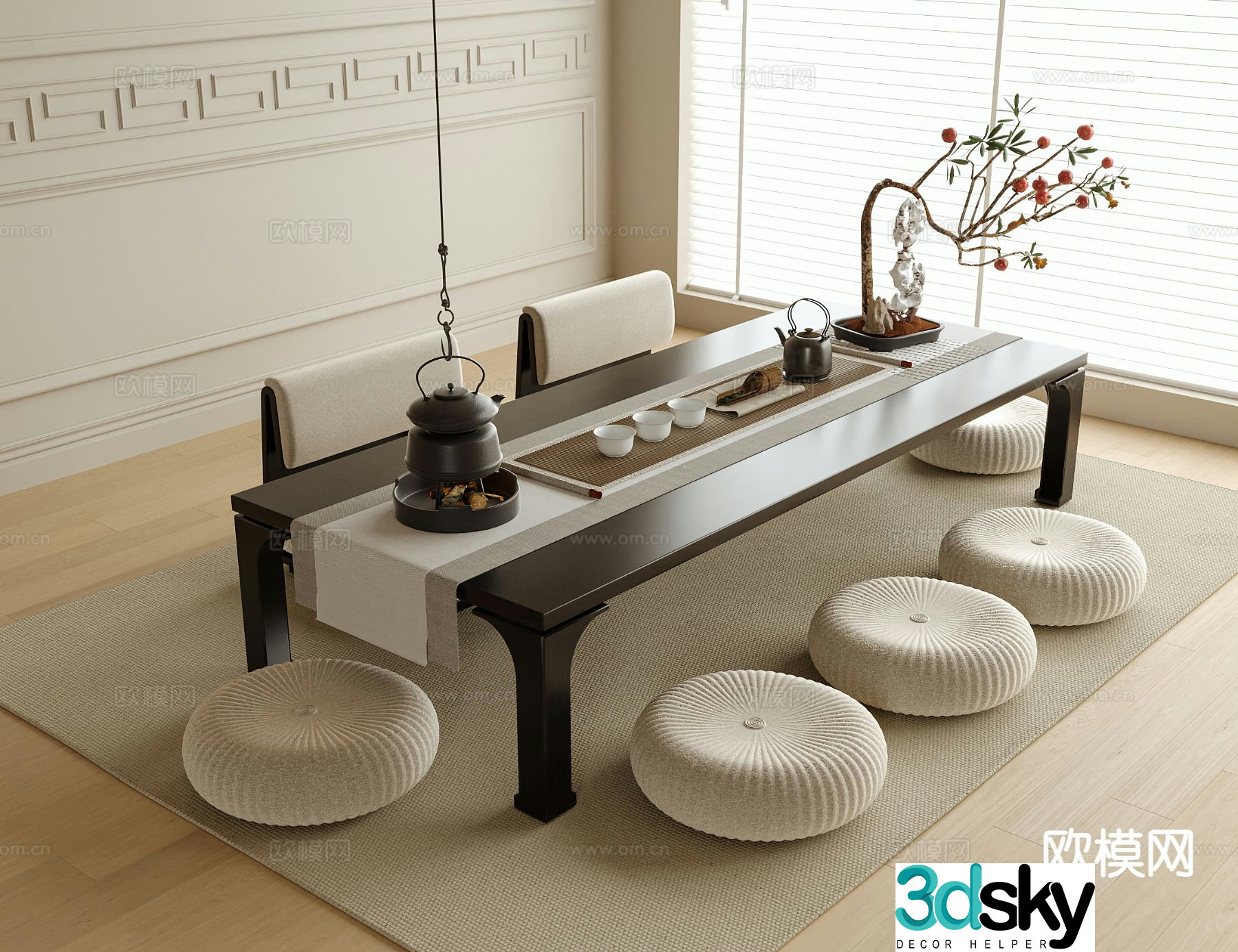 New Chinese Tatami Tea Table Tea Table 3D Model