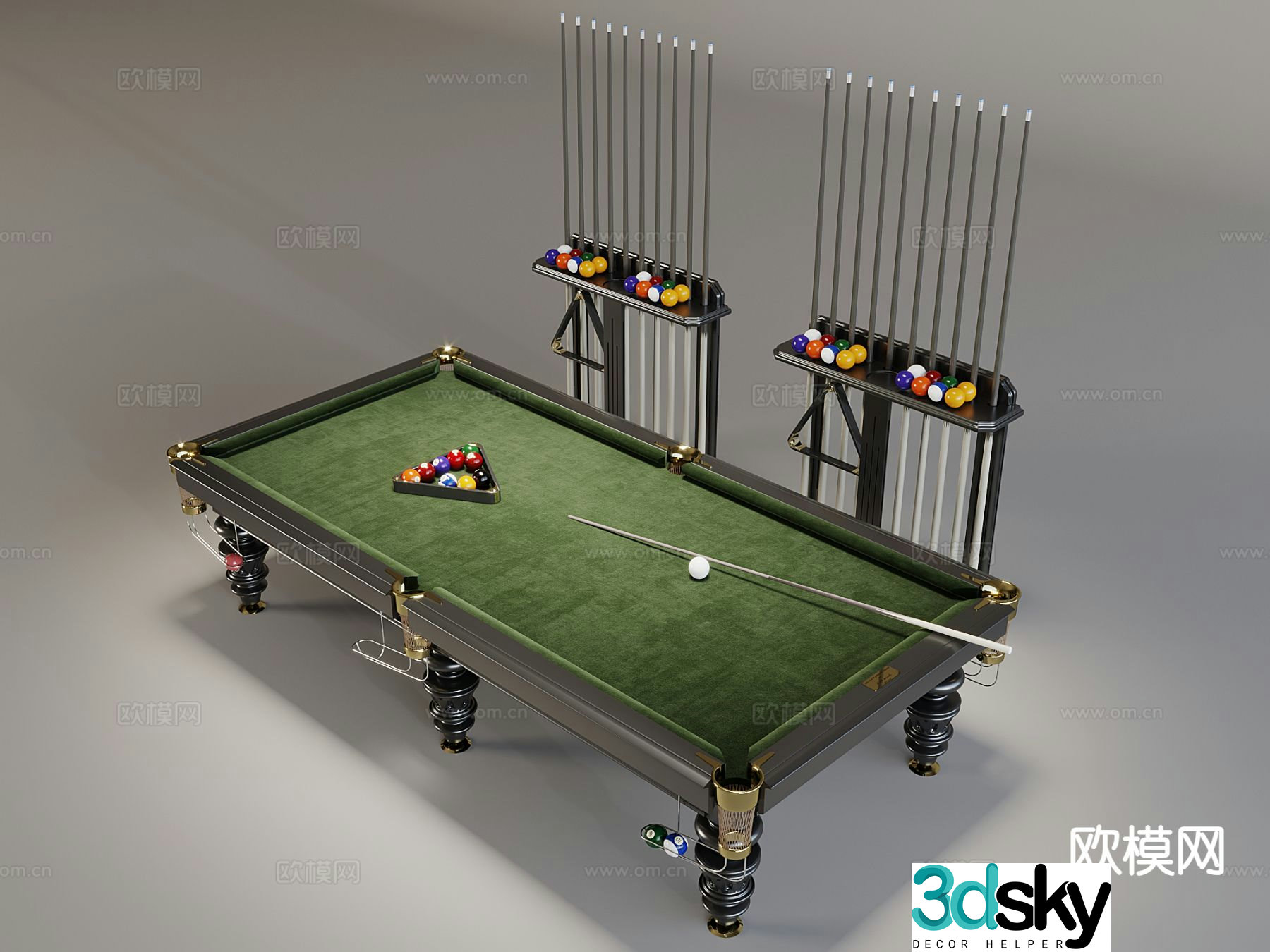 Modern pool table billiards 3d model