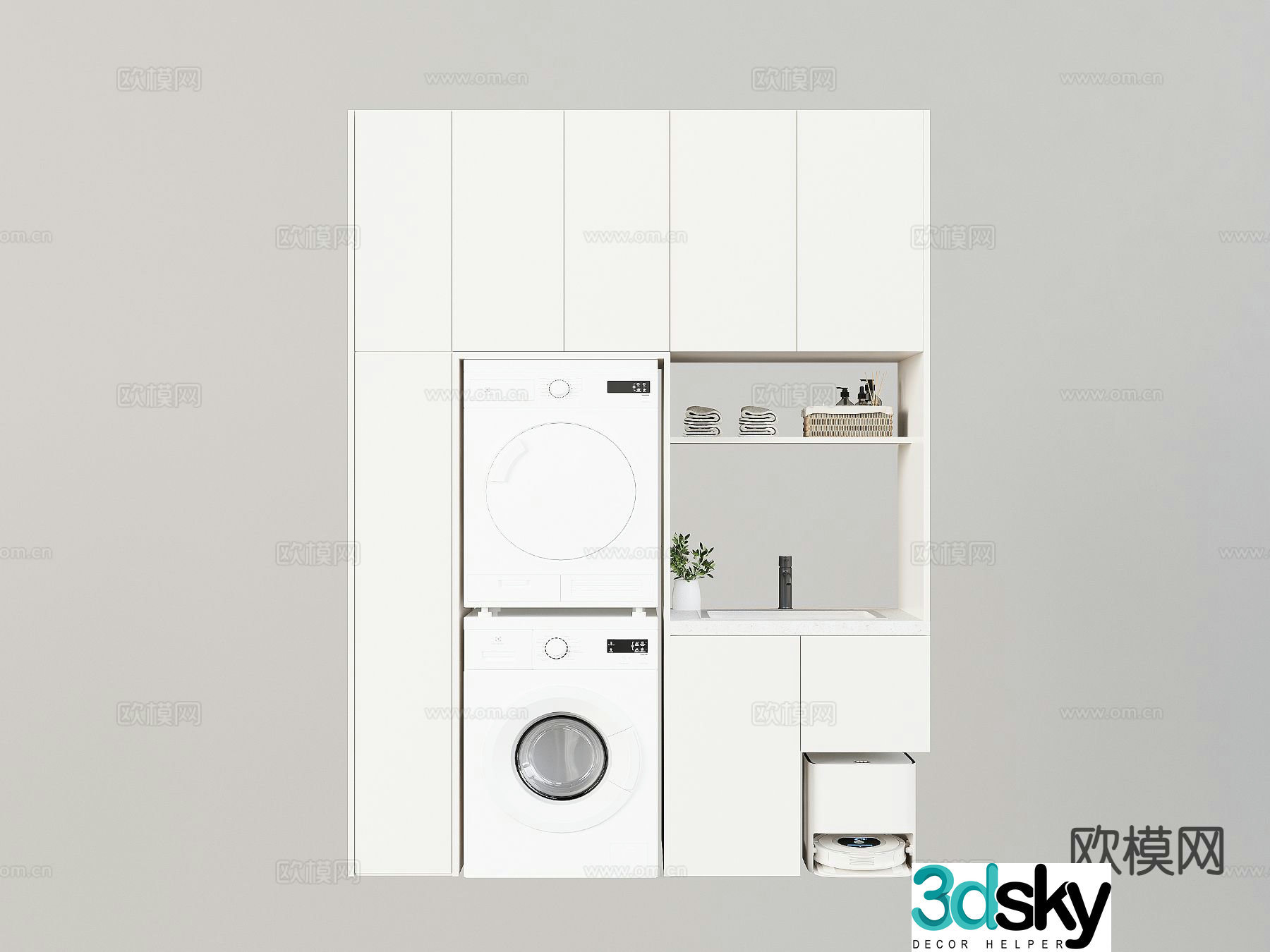 Modern balcony cabinet laundry cabinet 3d model
