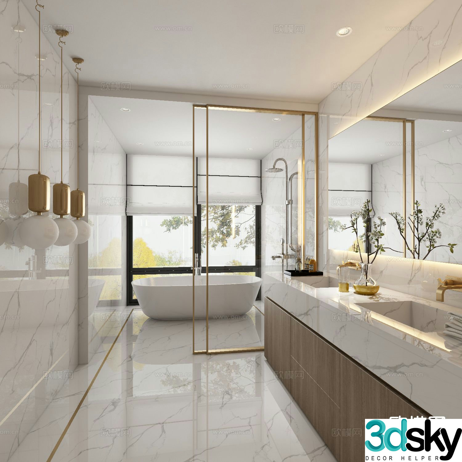 Light luxury bathroom bathroom 3d model