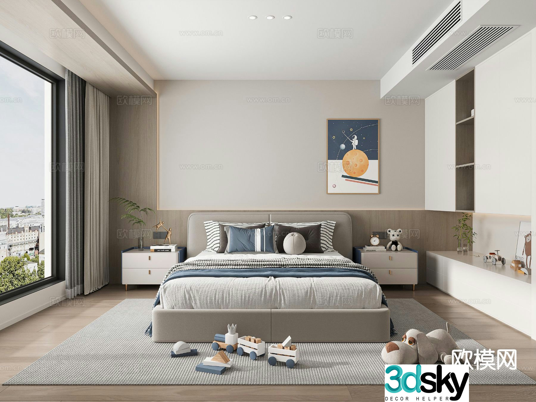 Modern bedroom teen room boy room 3d model