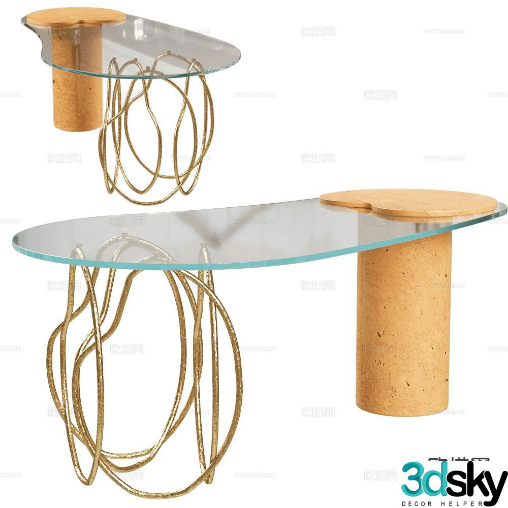 Salto Italian glass desk 3d model