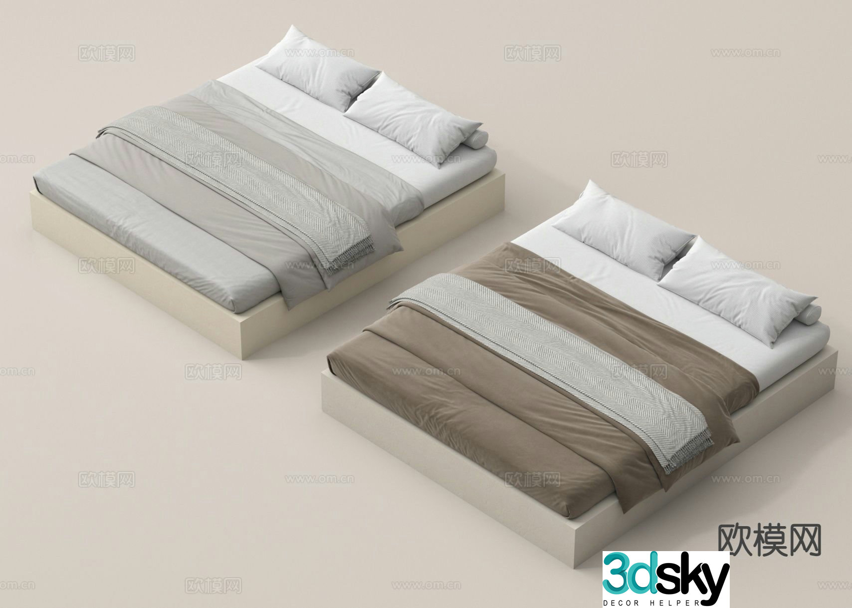 Modern double bed 3d model