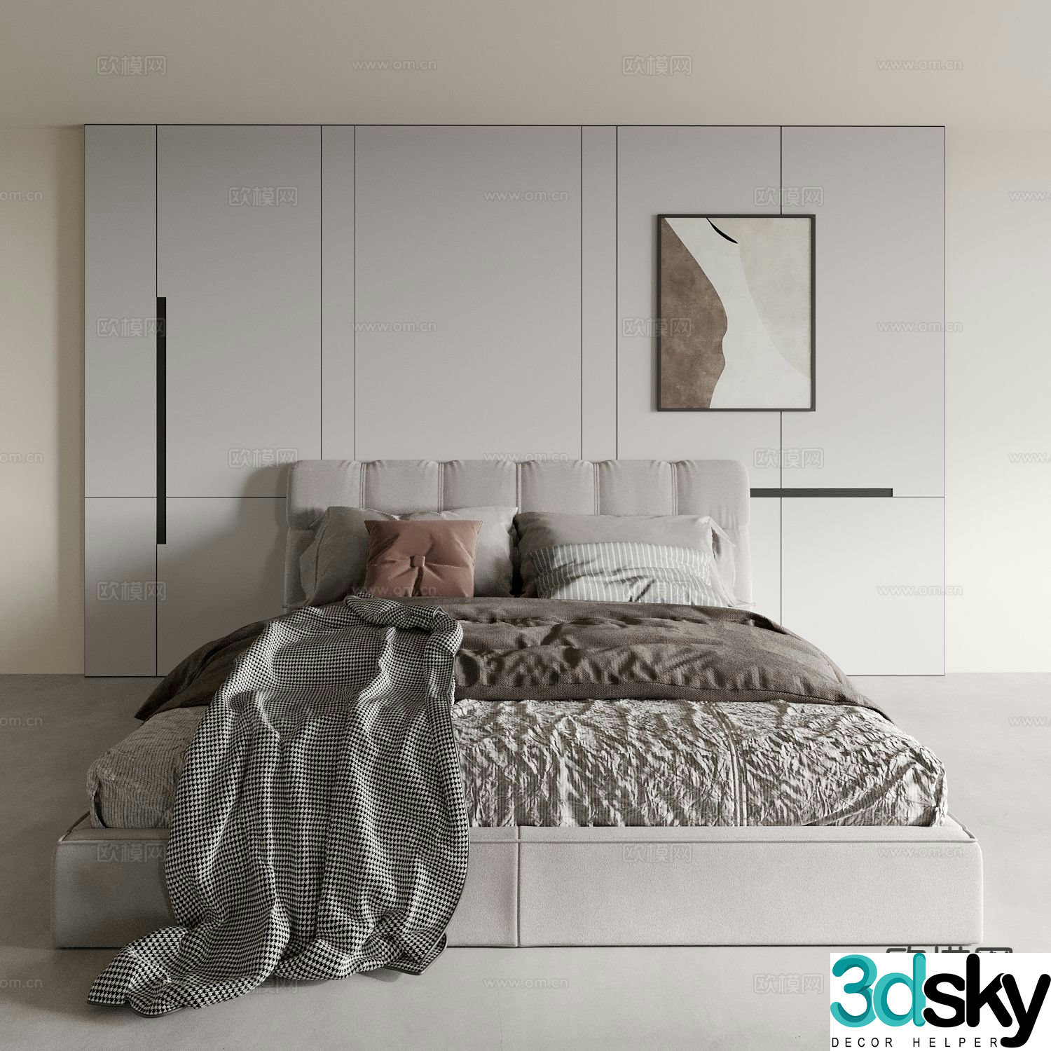 Modern double bed 3d model