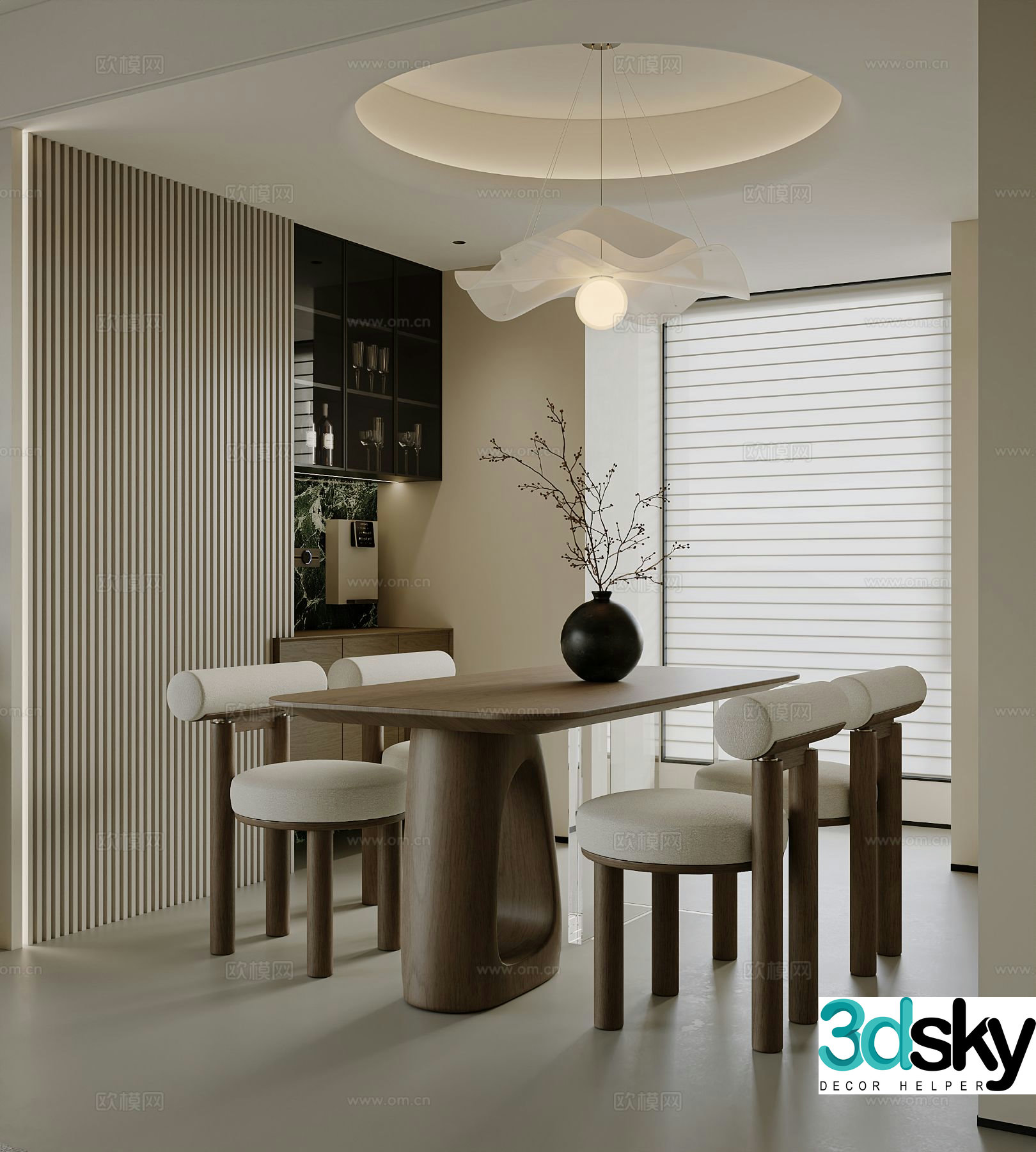 Cream style restaurant 3d model