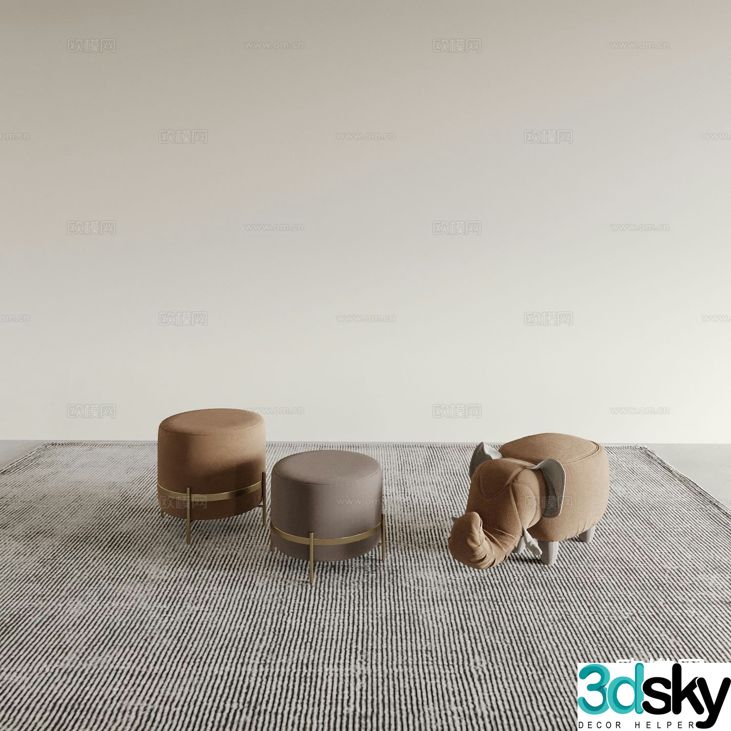 Round stool bar stool coffee stool makeup stool dressing stool shoe changing stool sofa stool 3D model