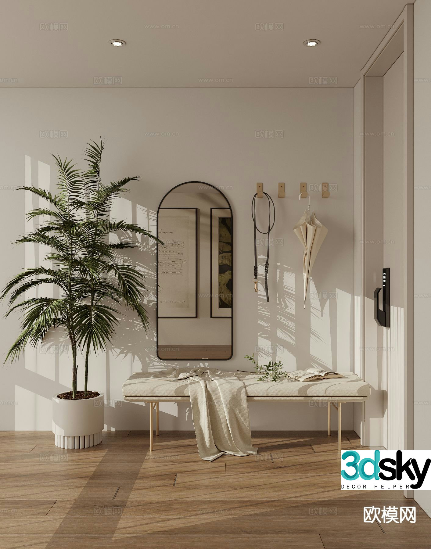 Cream style entryway shoe changing stool stool 3d model