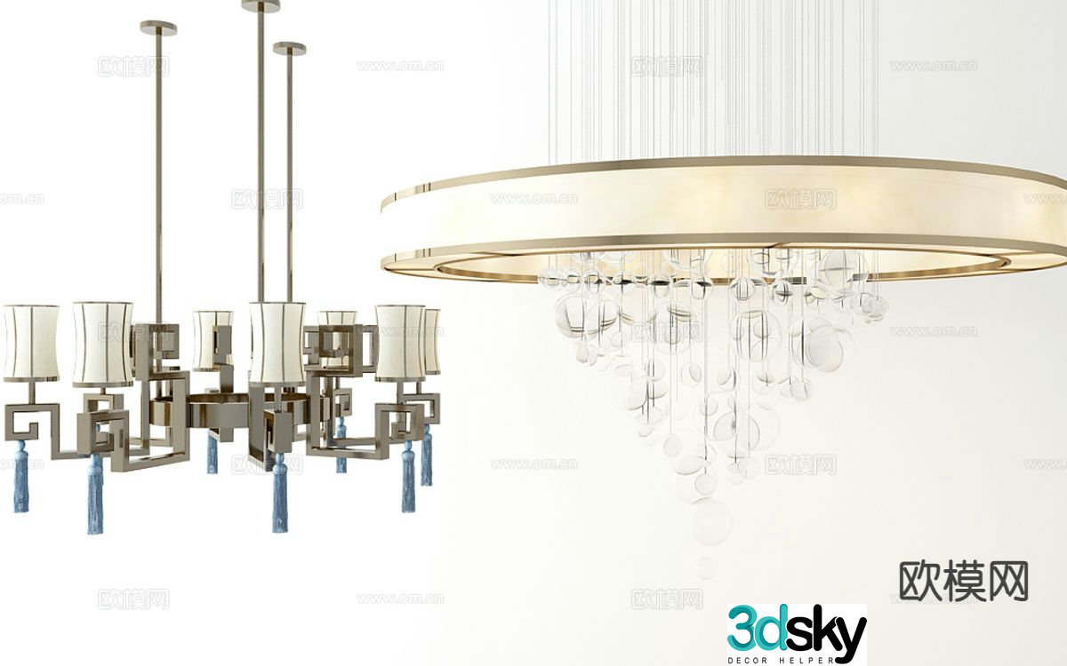 New Chinese style chandelier hall chandelier 3d model