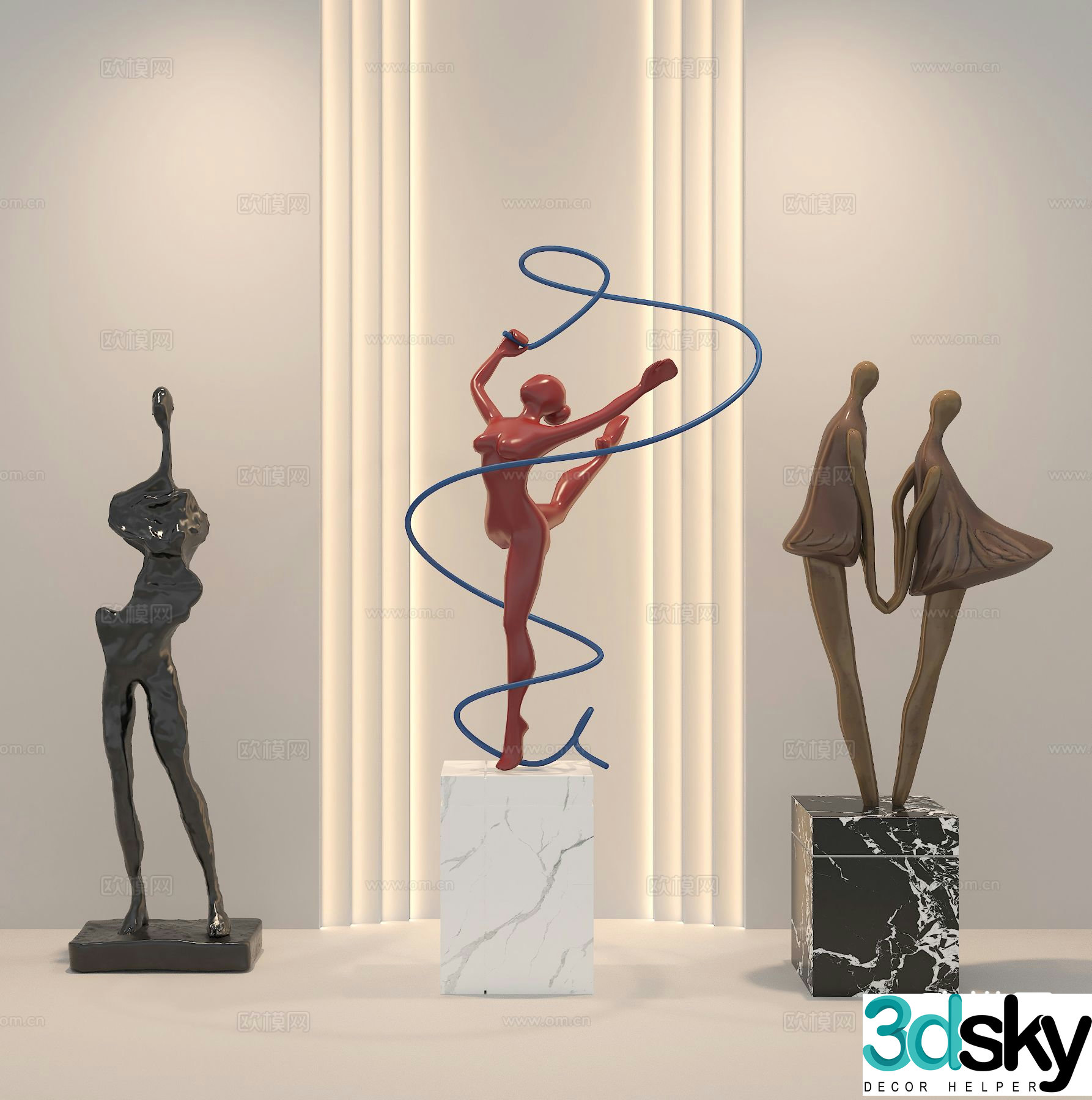 Art installation trendy ornaments sculpture ornaments figure sculpture 3D model