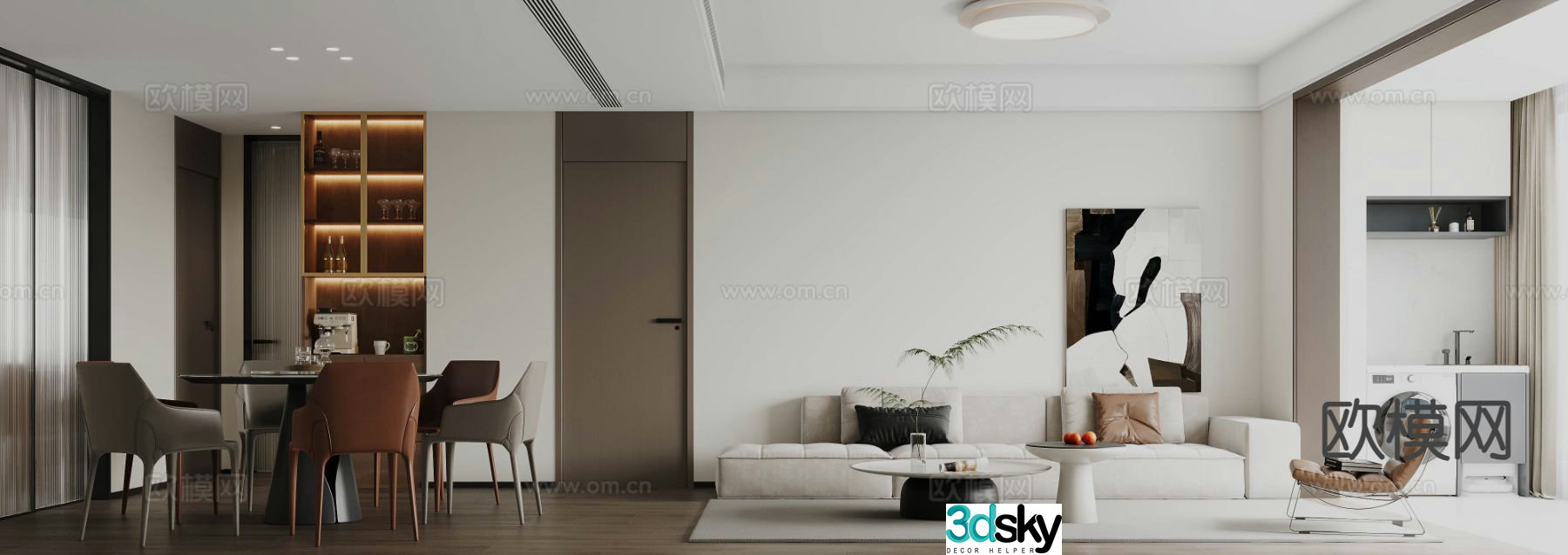 Modern guest restaurant 3d model
