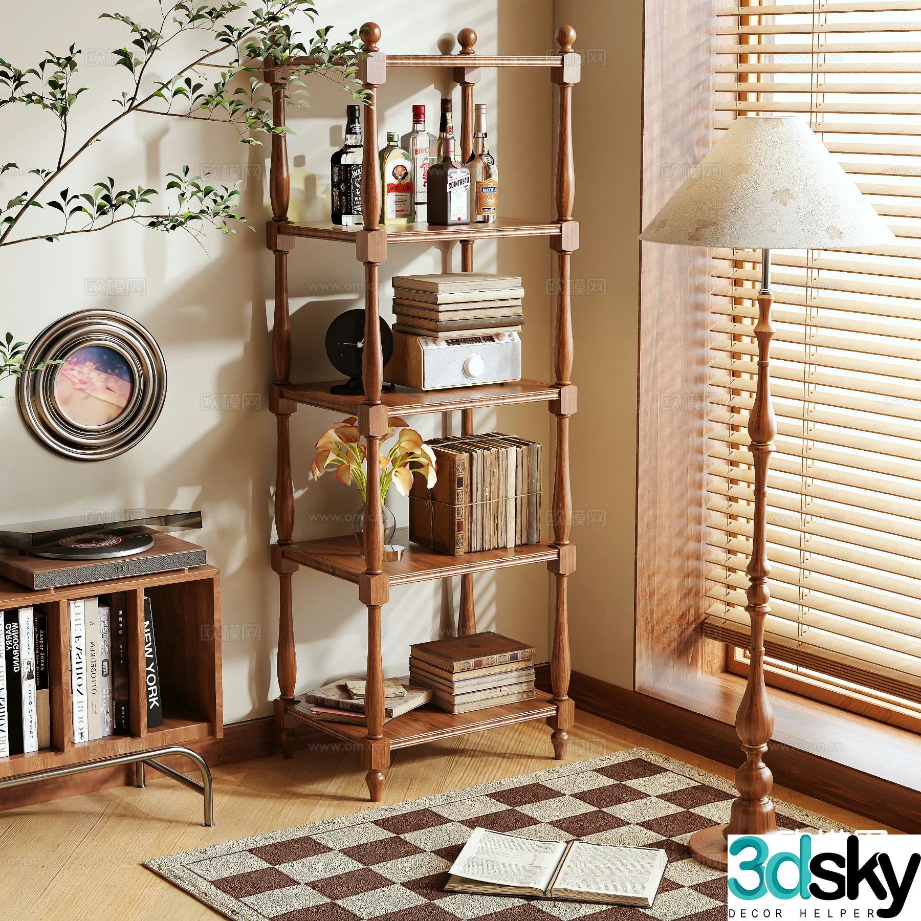 Medieval style storage rack display rack display rack 3d model
