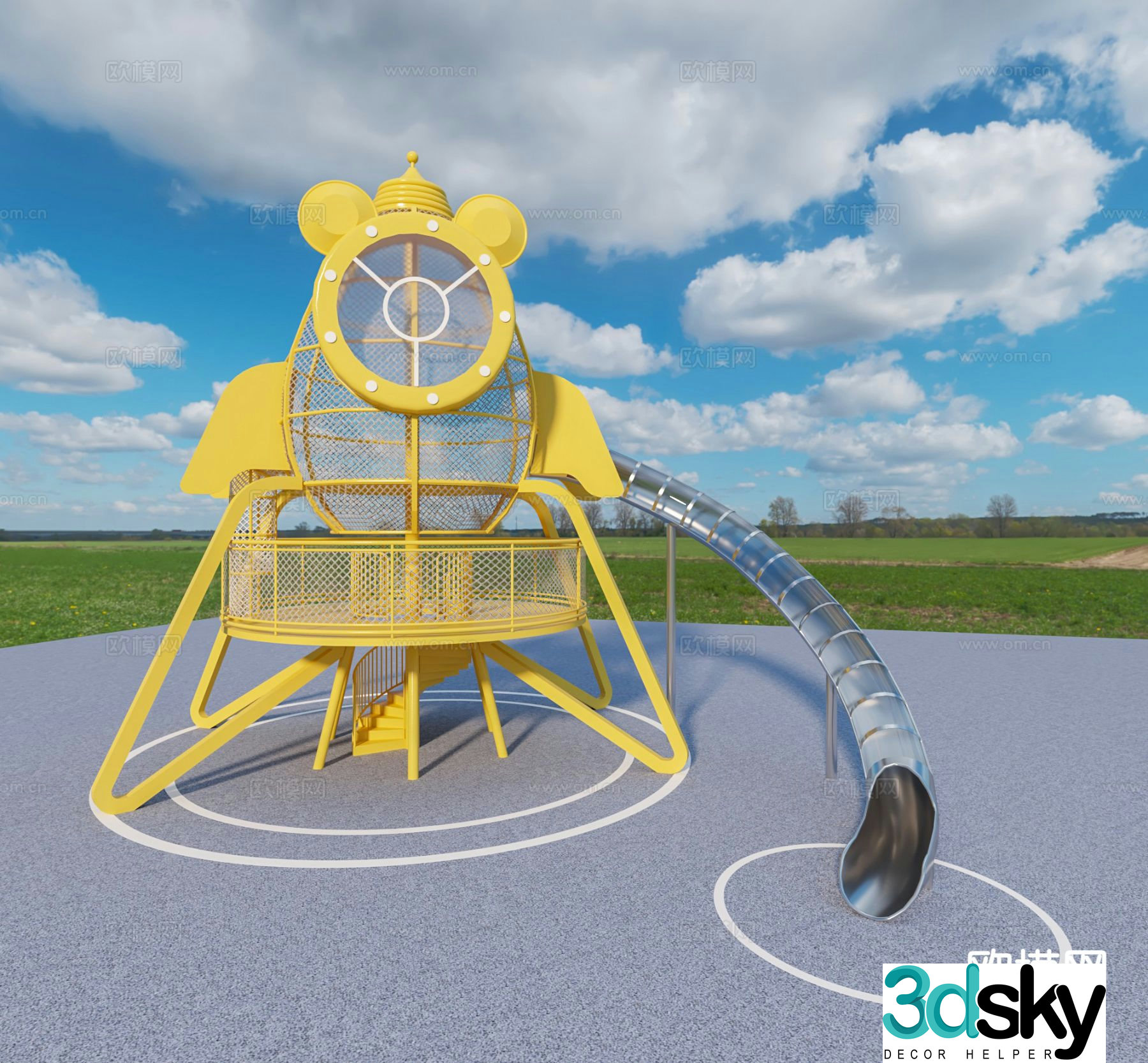Amusement equipment rocket series equipment slide 3d model